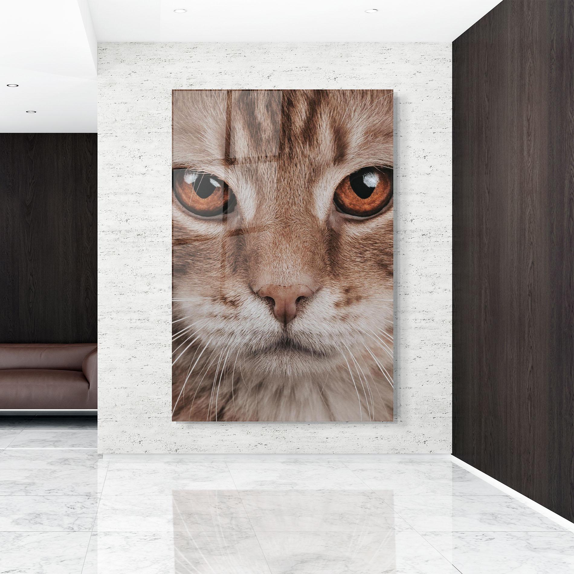 Glasbild Fire Eyes Cat mockup 9