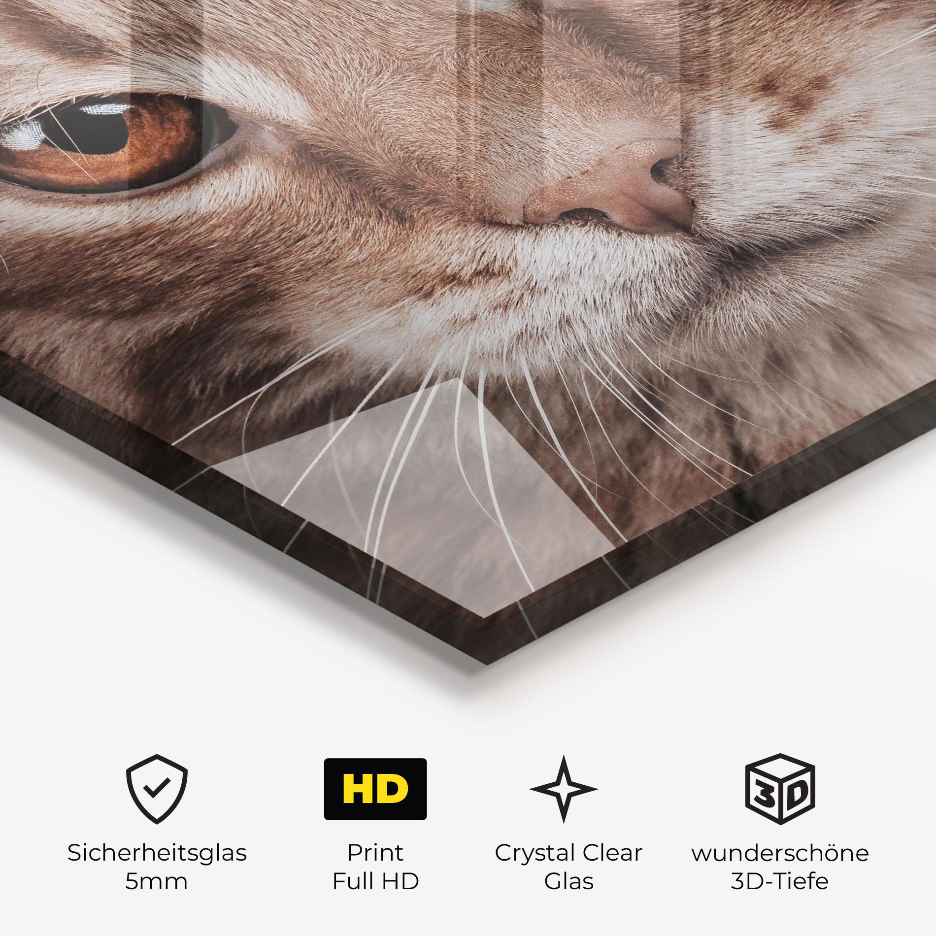 Glasbild Fire Eyes Cat mockup 3