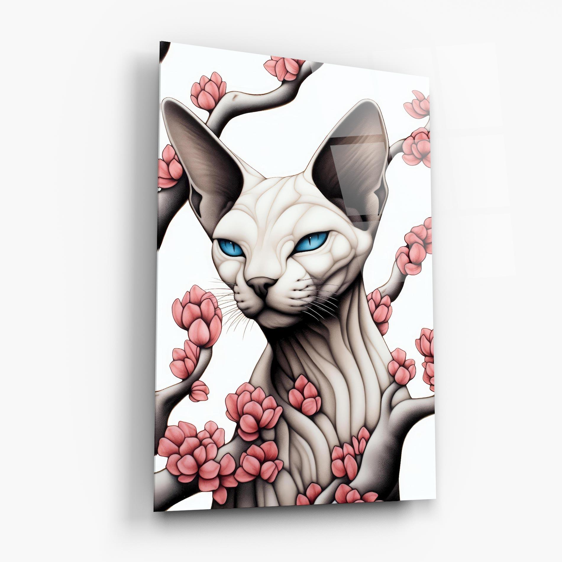 Glasbild Blue Eyes Cat Drawing mockup 6