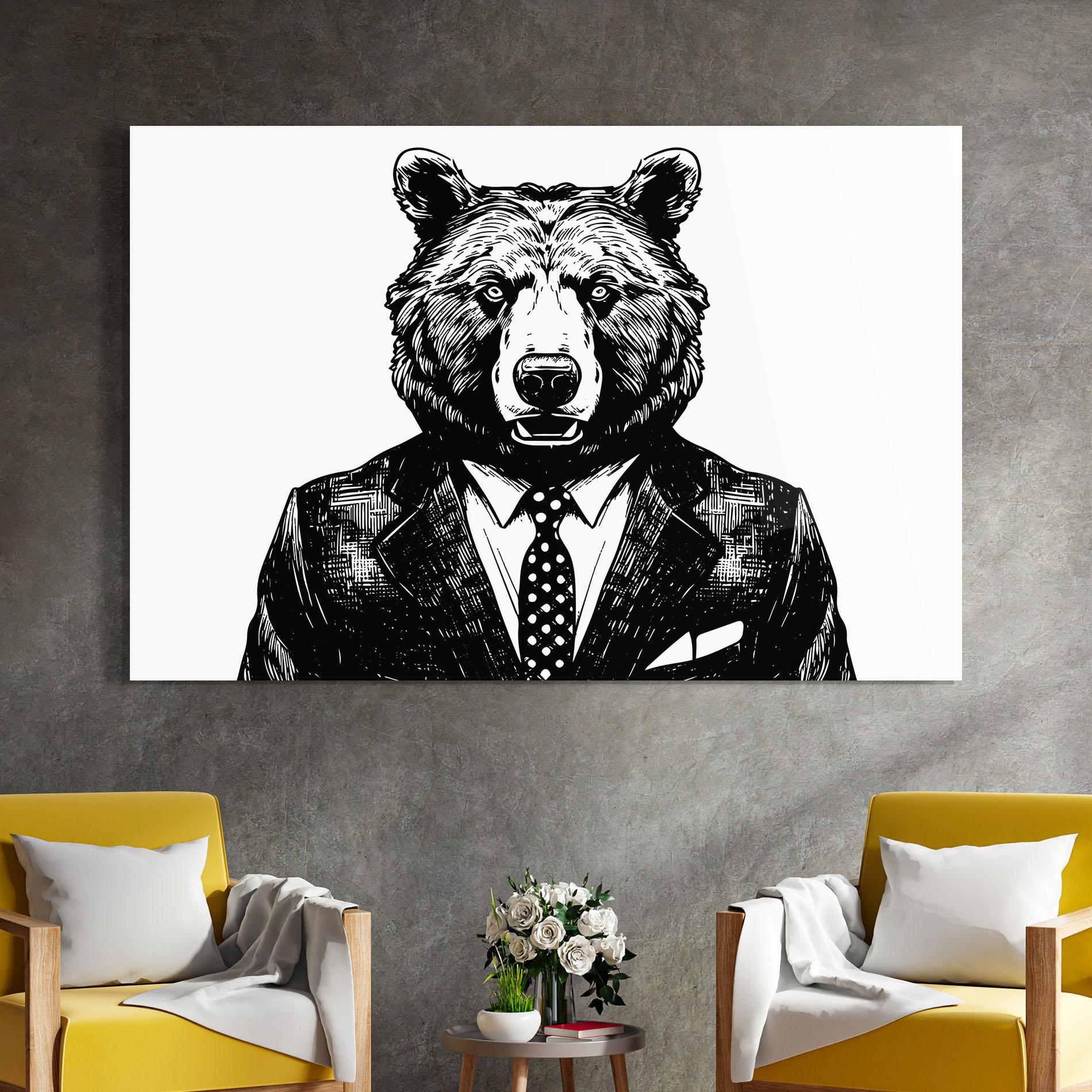 Glasbild Bear In Suit mockup 4