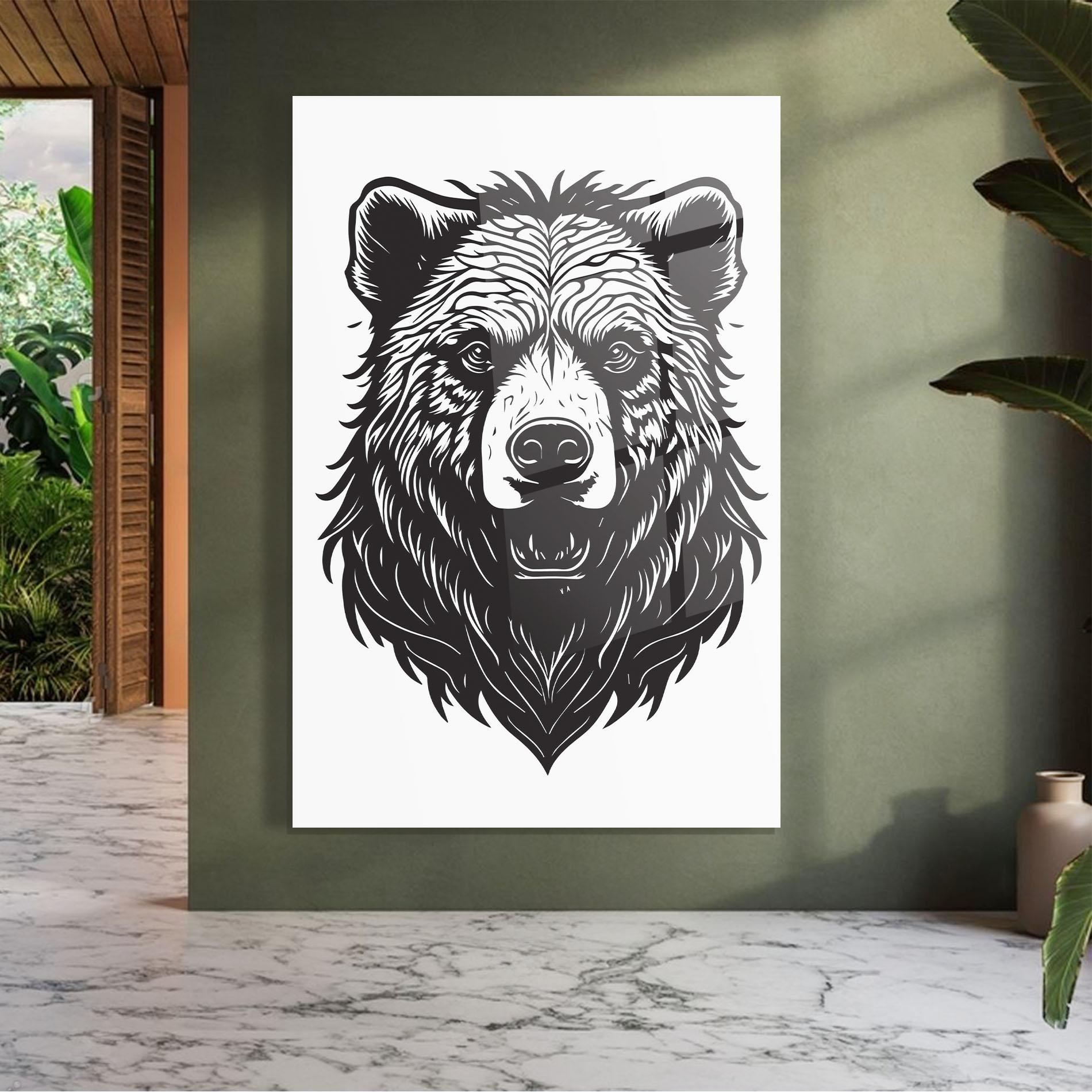 Glasbild Bear Black Head mockup 7