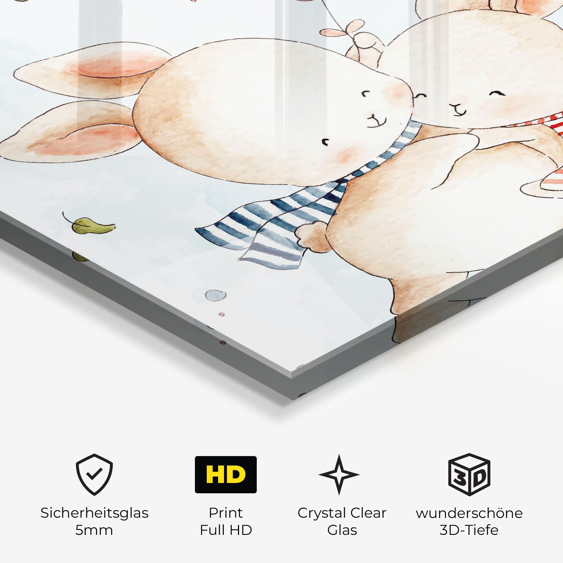 Glasbild Cute Couple Rabbit mockup 3