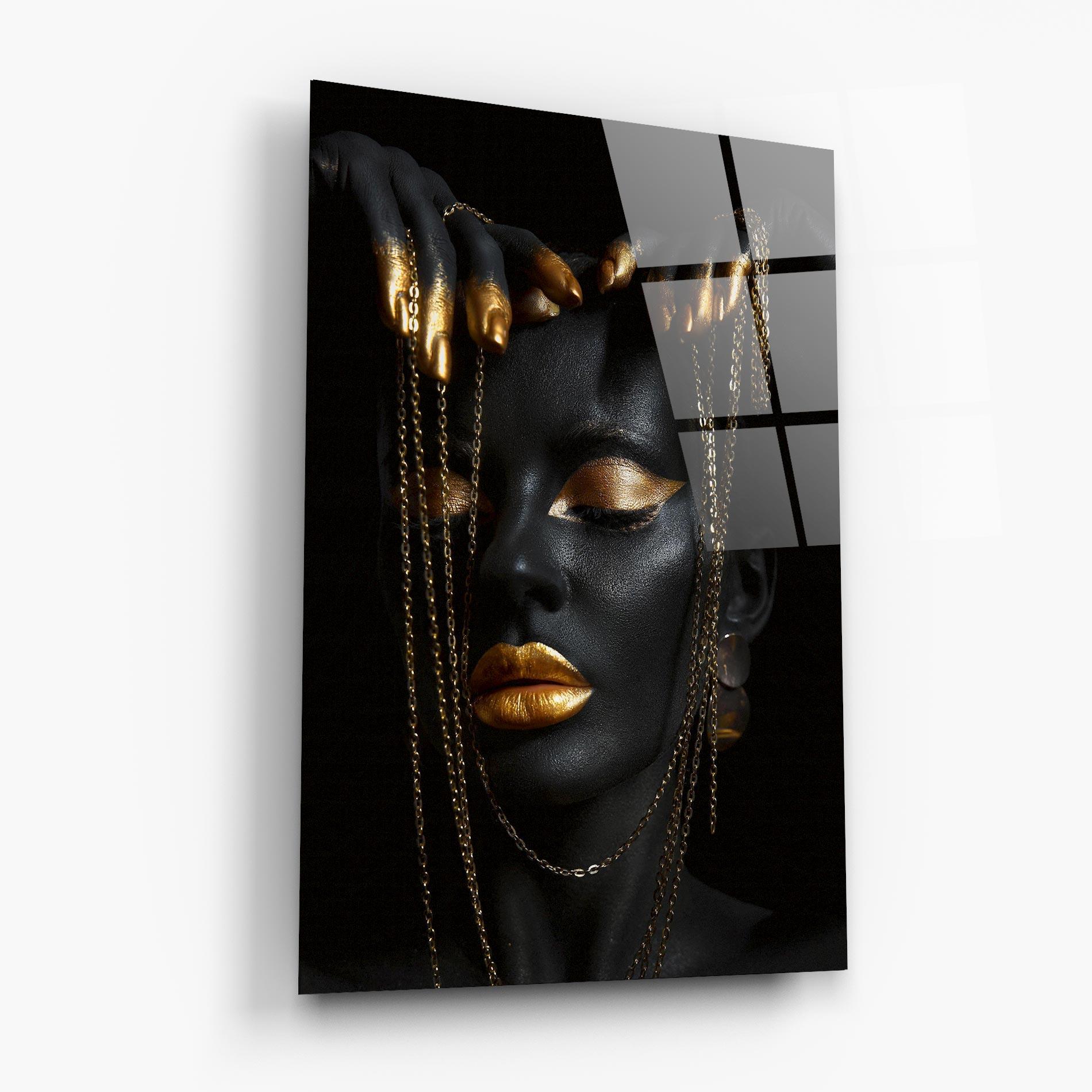 Glasbild Black Gold Chain Makeup mockup 6