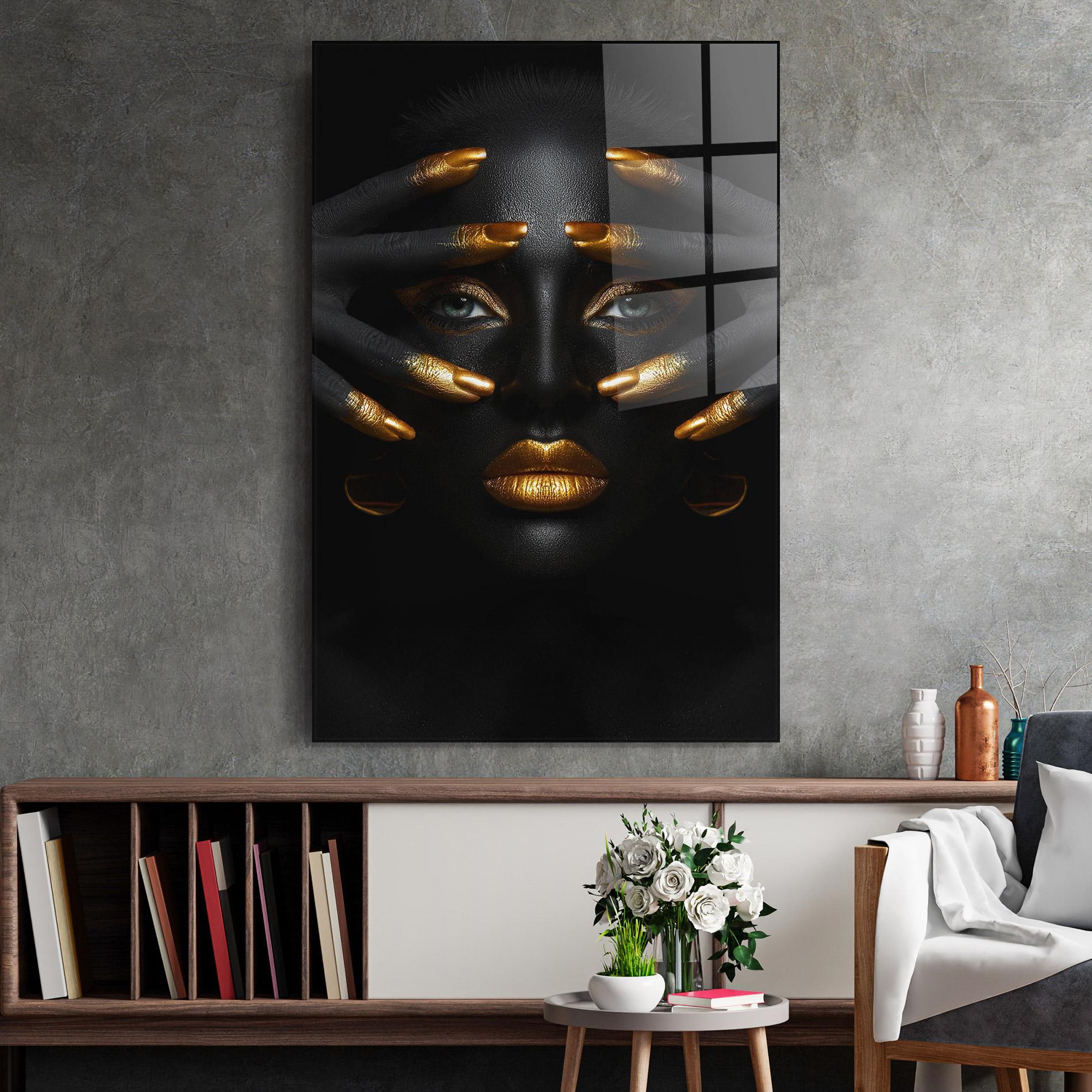 Glasbild Gold Makeup Fingertips mockup 2