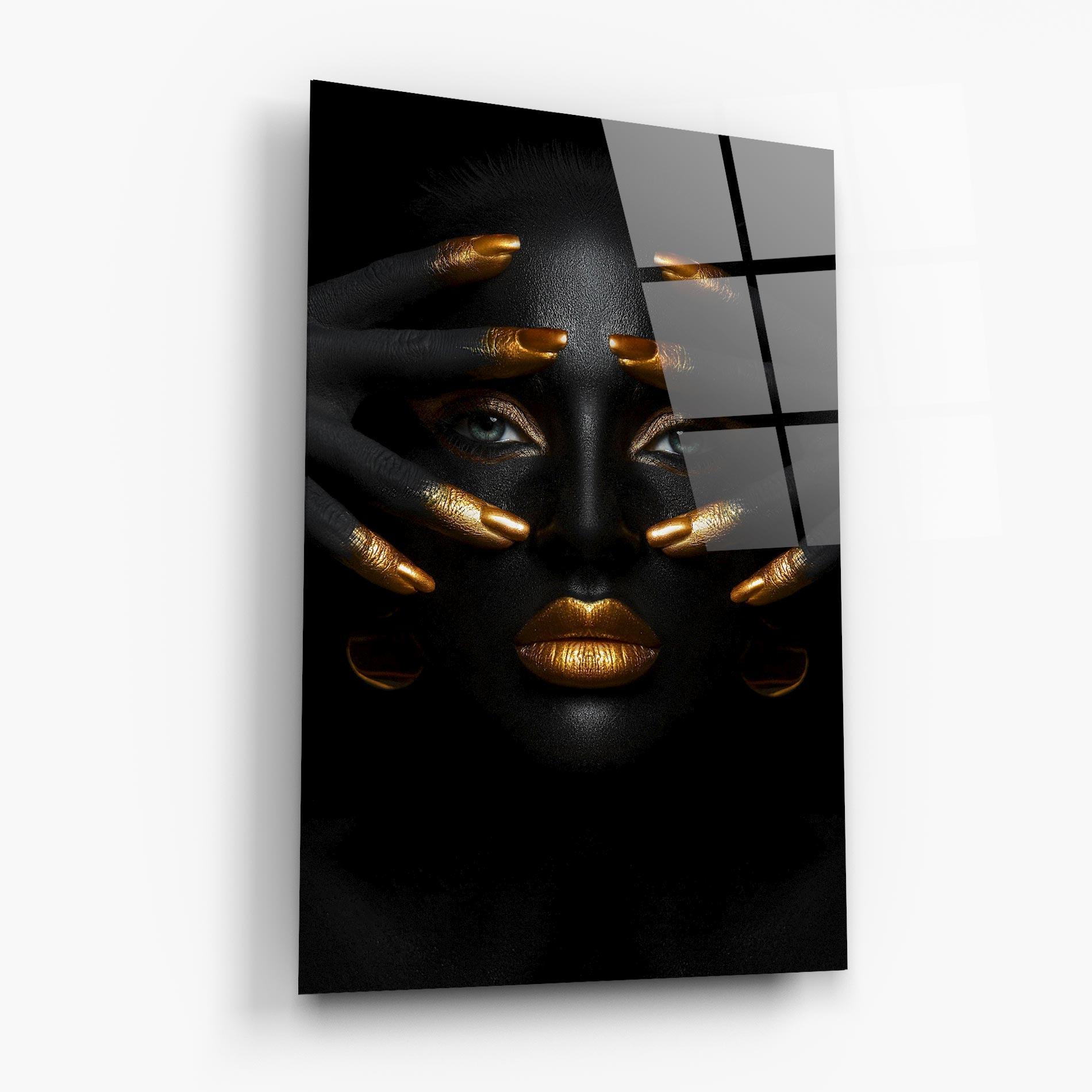 Glasbild Gold Makeup Fingertips mockup 6