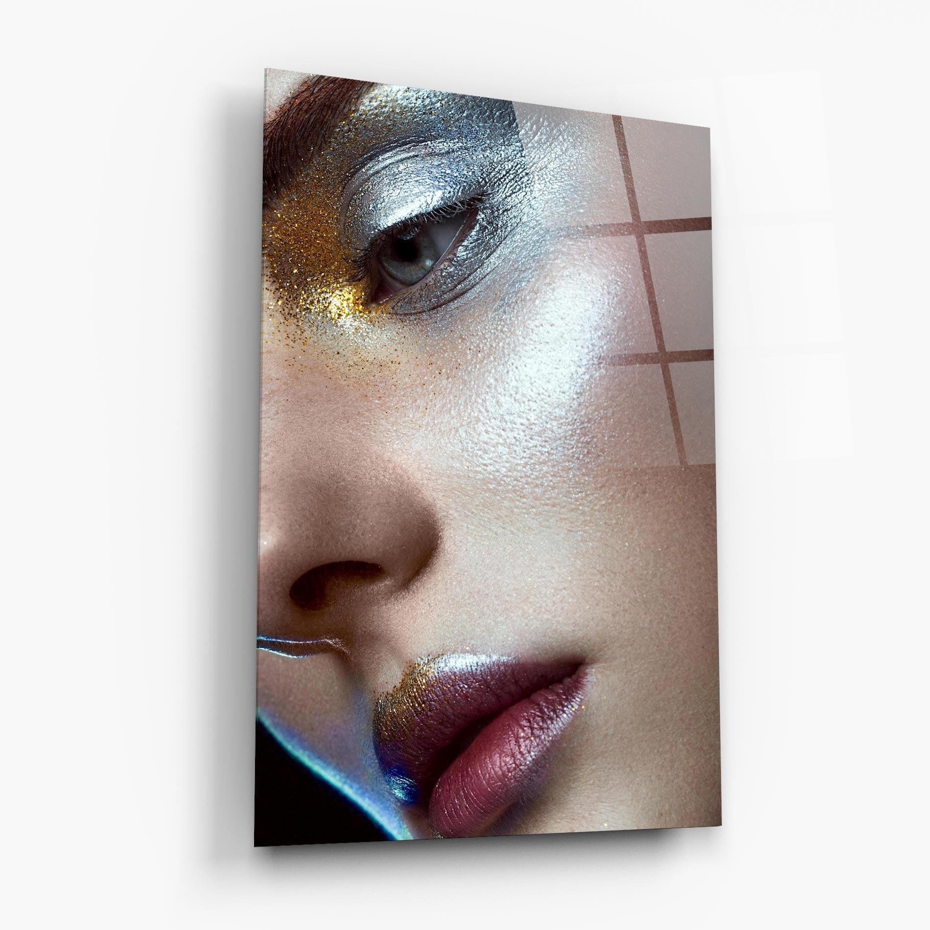 Glasbild Golden Silver Makeup mockup 6