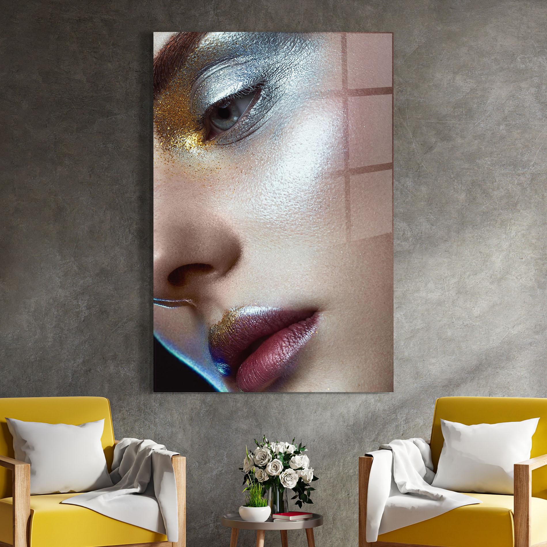 Glasbild Golden Silver Makeup mockup 4