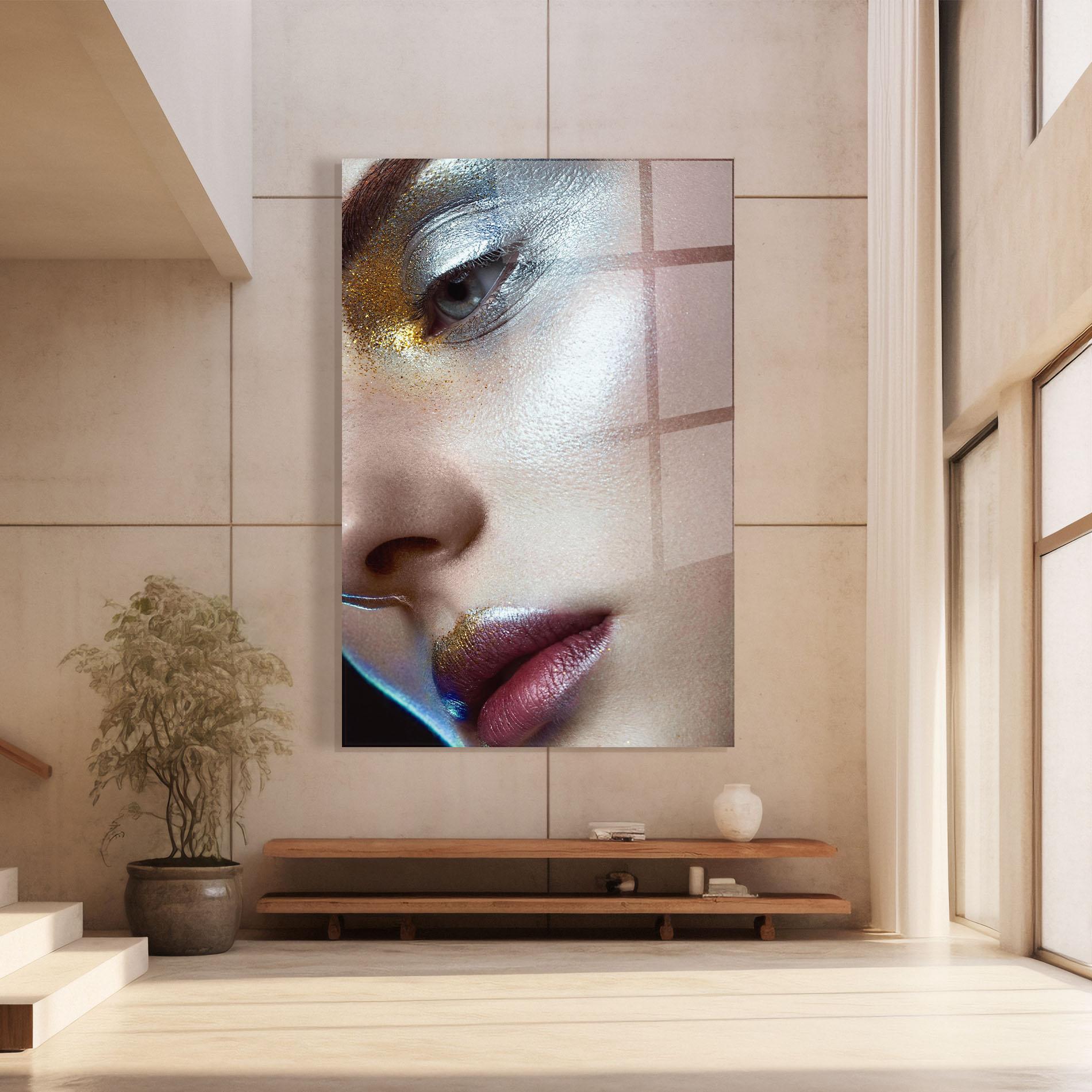 Glasbild Golden Silver Makeup mockup 8