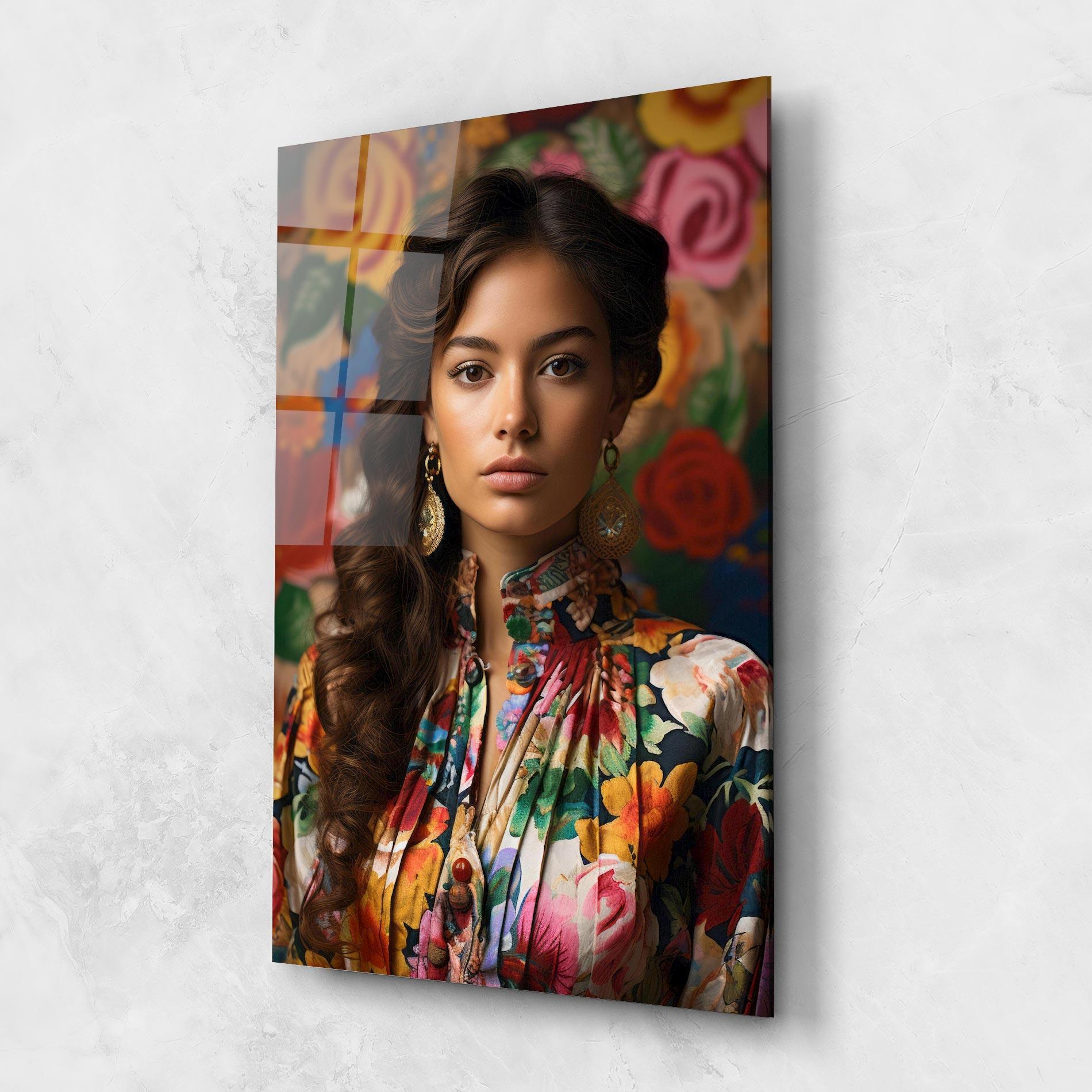 Glasbild Floral Dress Long Hair mockup 1