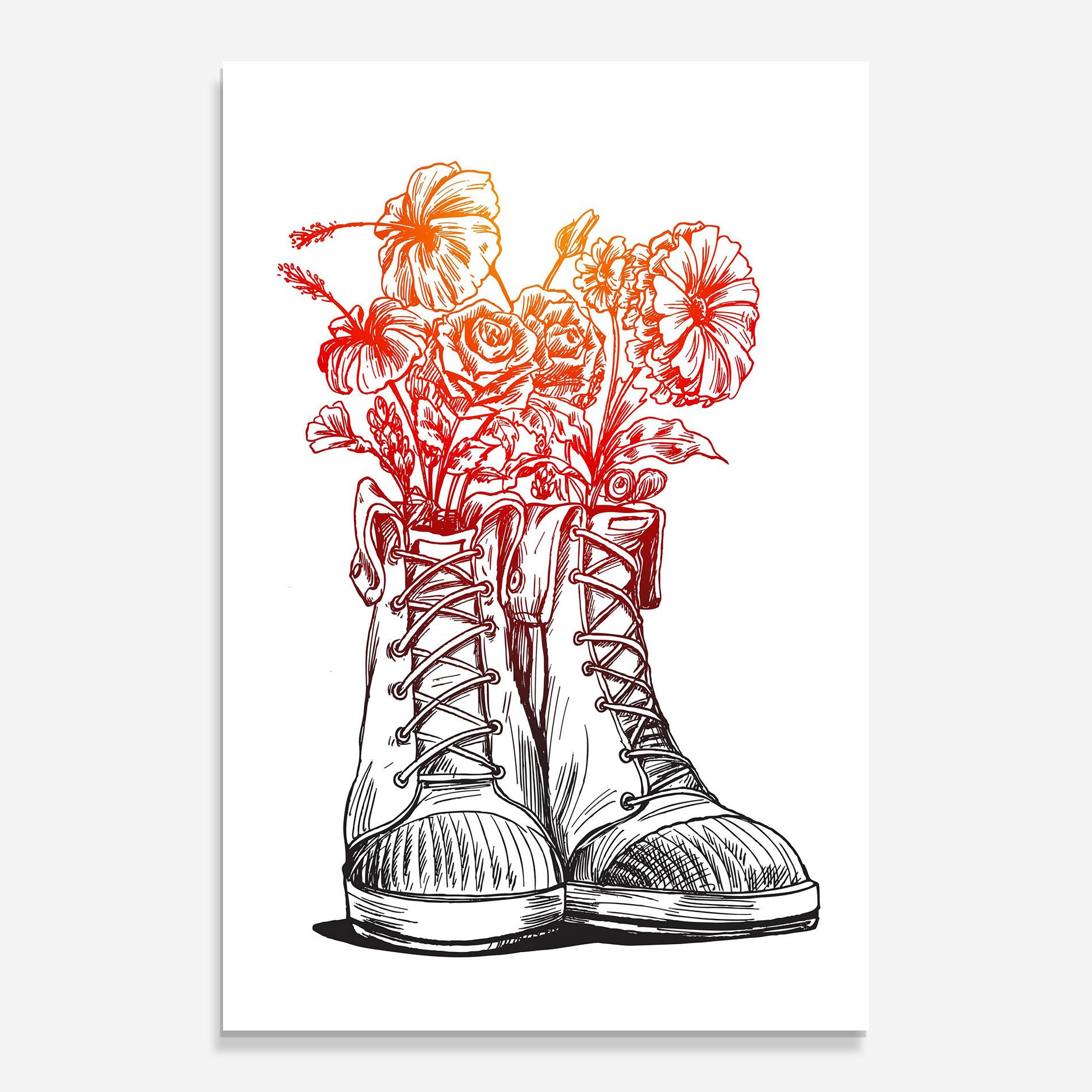 Glasbild Flower In Shoes mockup 0