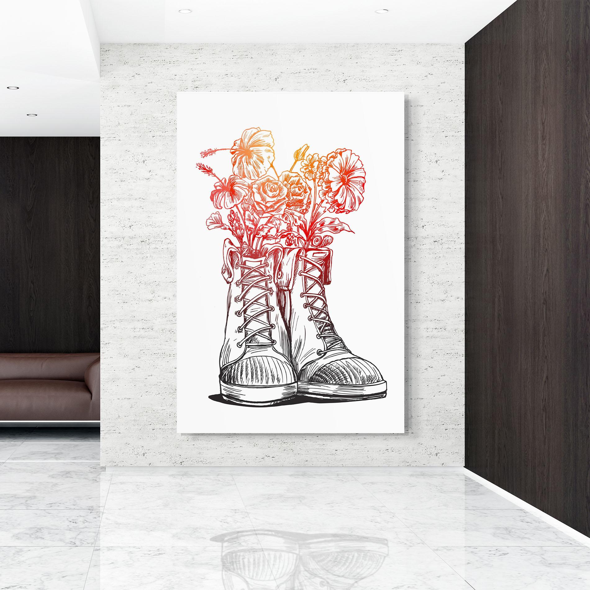 Glasbild Flower In Shoes mockup 9