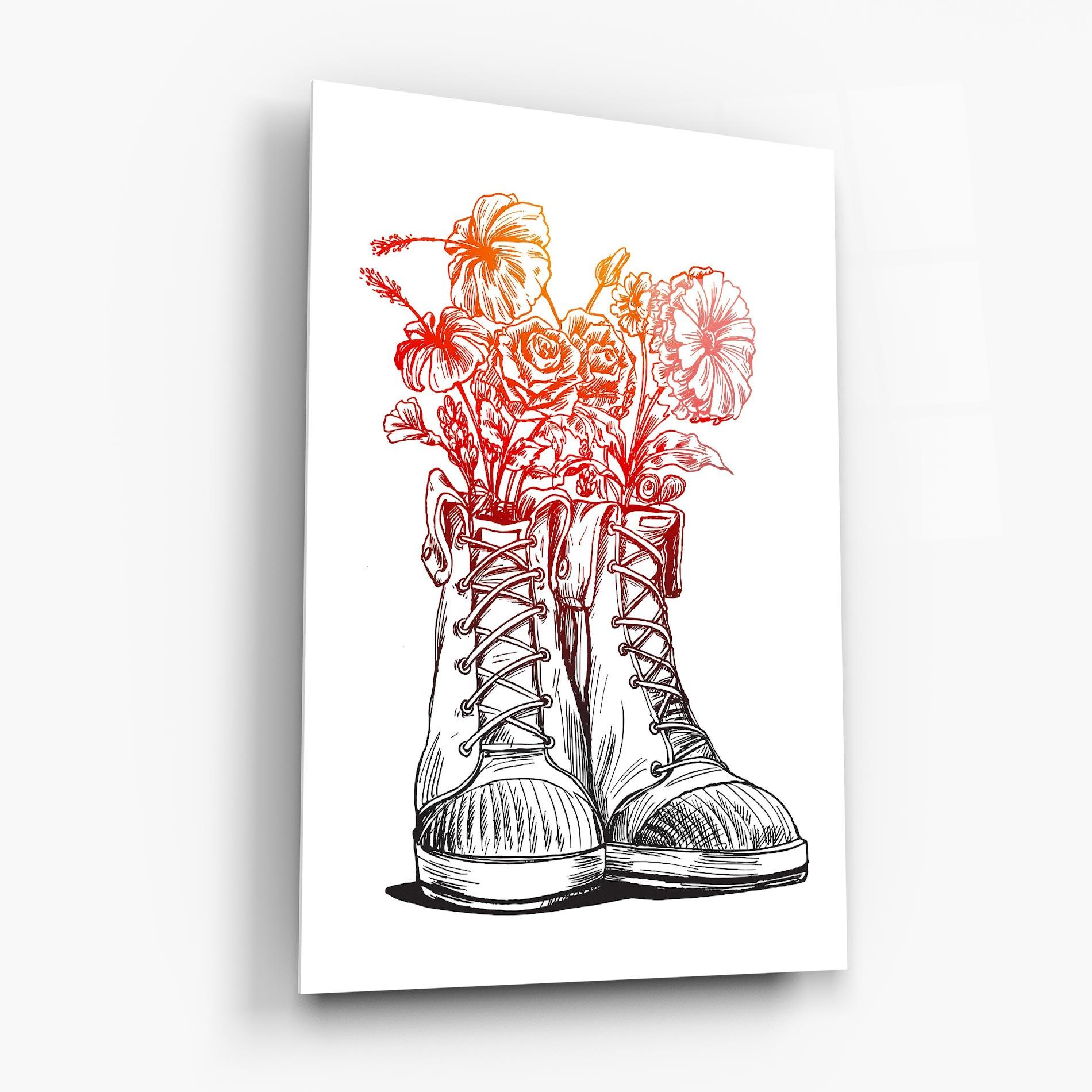 Glasbild Flower In Shoes mockup 6