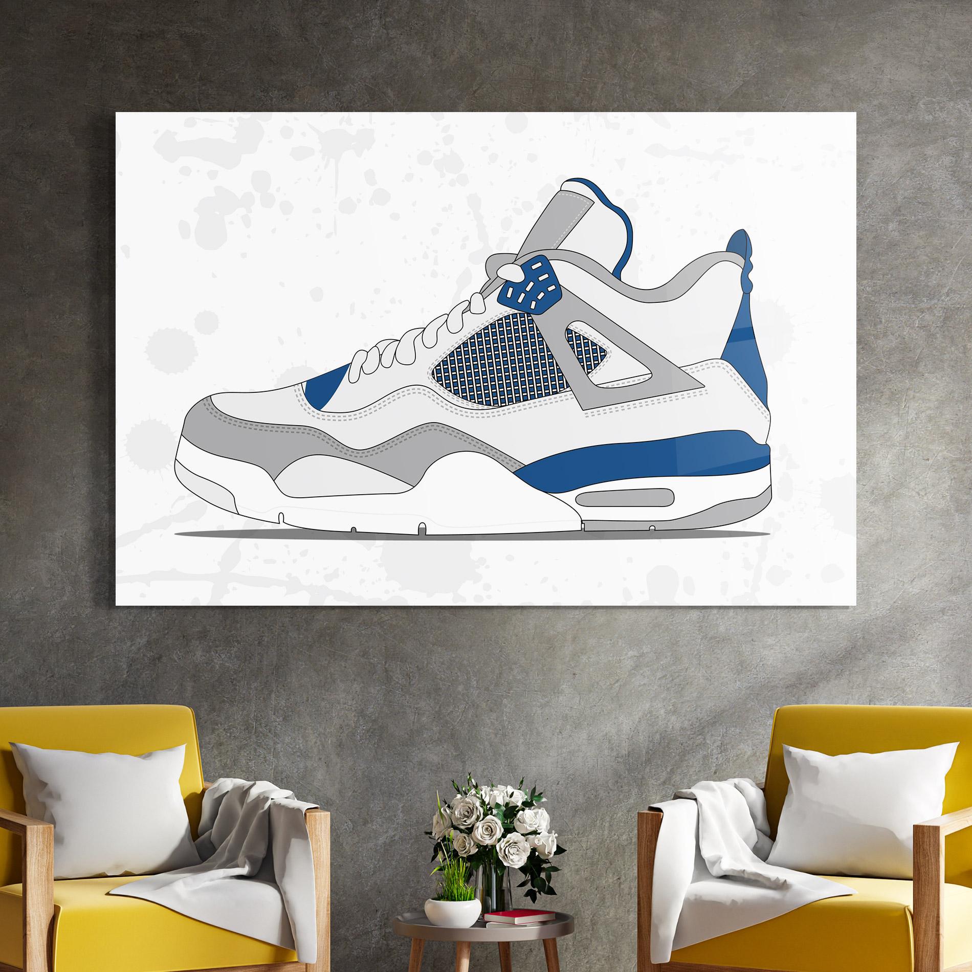 Glasbild Blue Grey Sneakers mockup 4