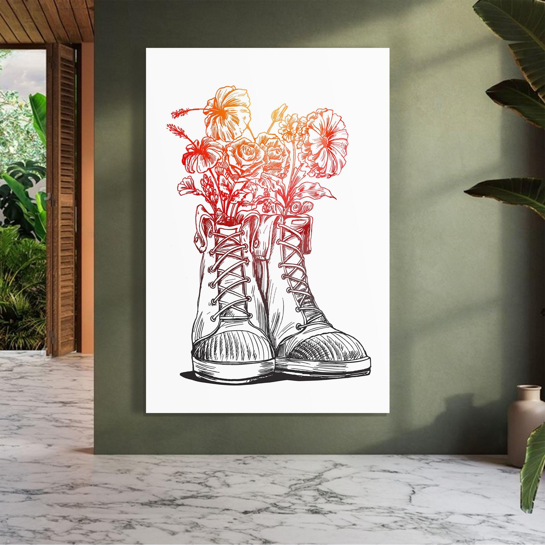 Glasbild Flower In Shoes mockup 7