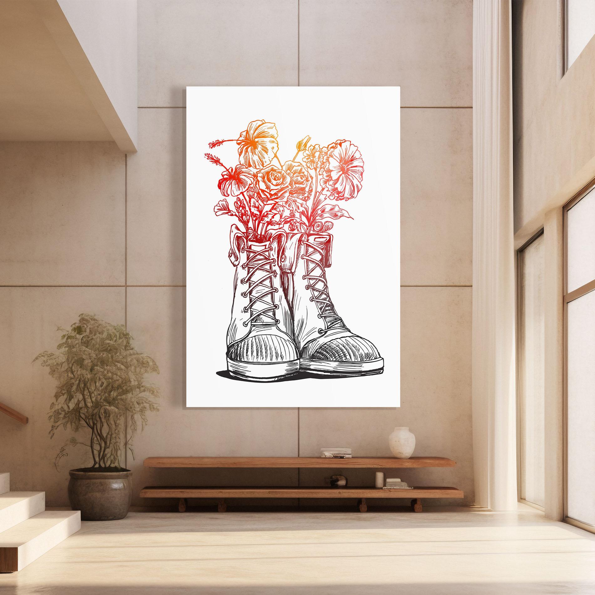 Glasbild Flower In Shoes mockup 8