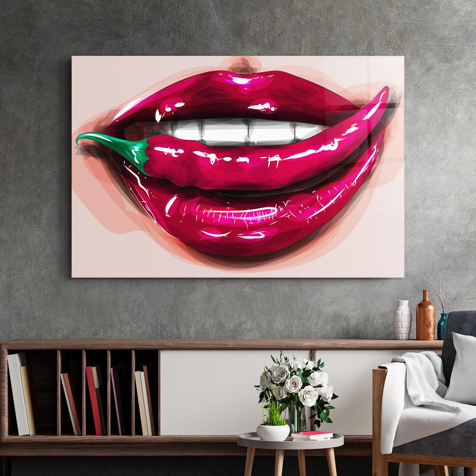 Glasbild Chilli Lips mockup 2