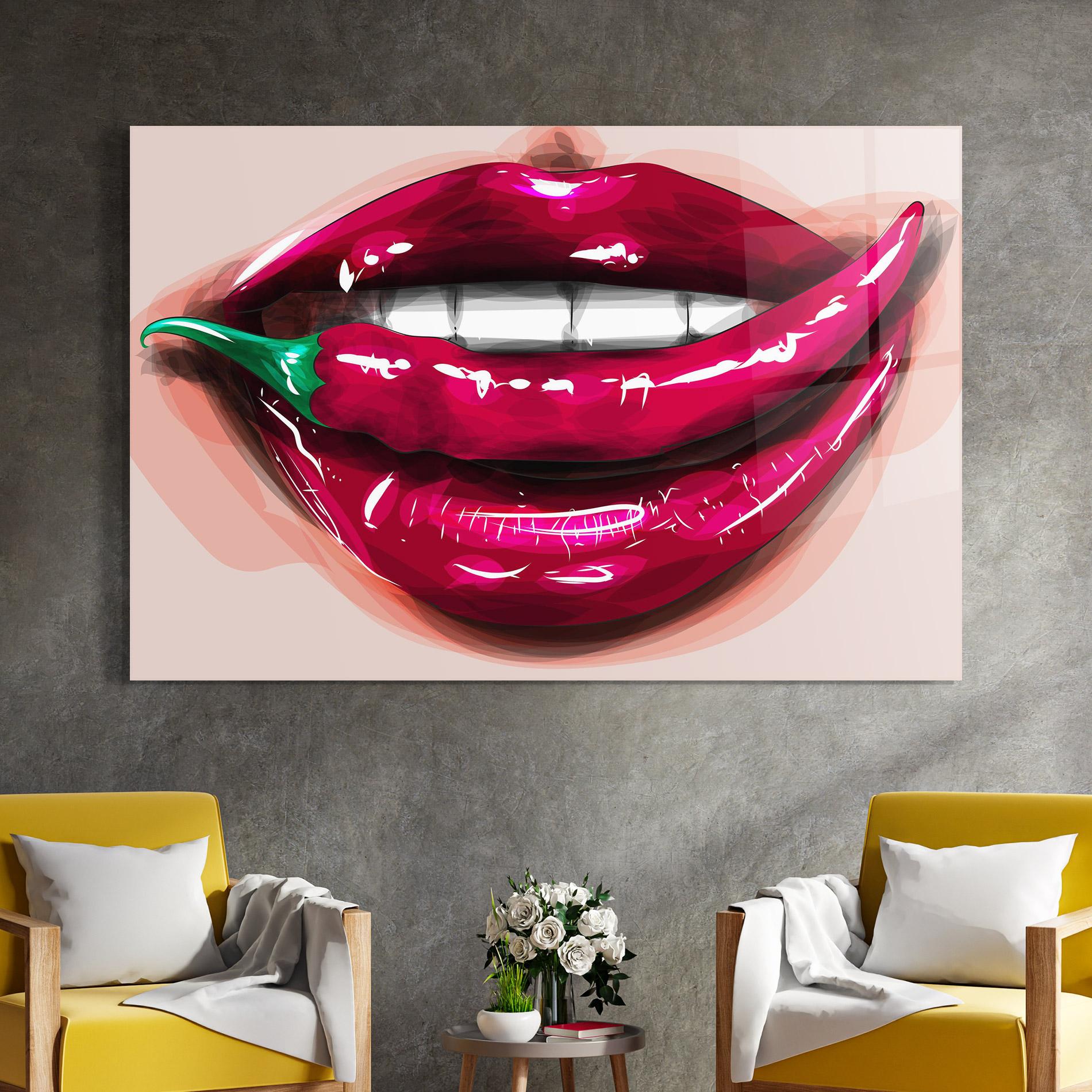 Glasbild Chilli Lips mockup 4