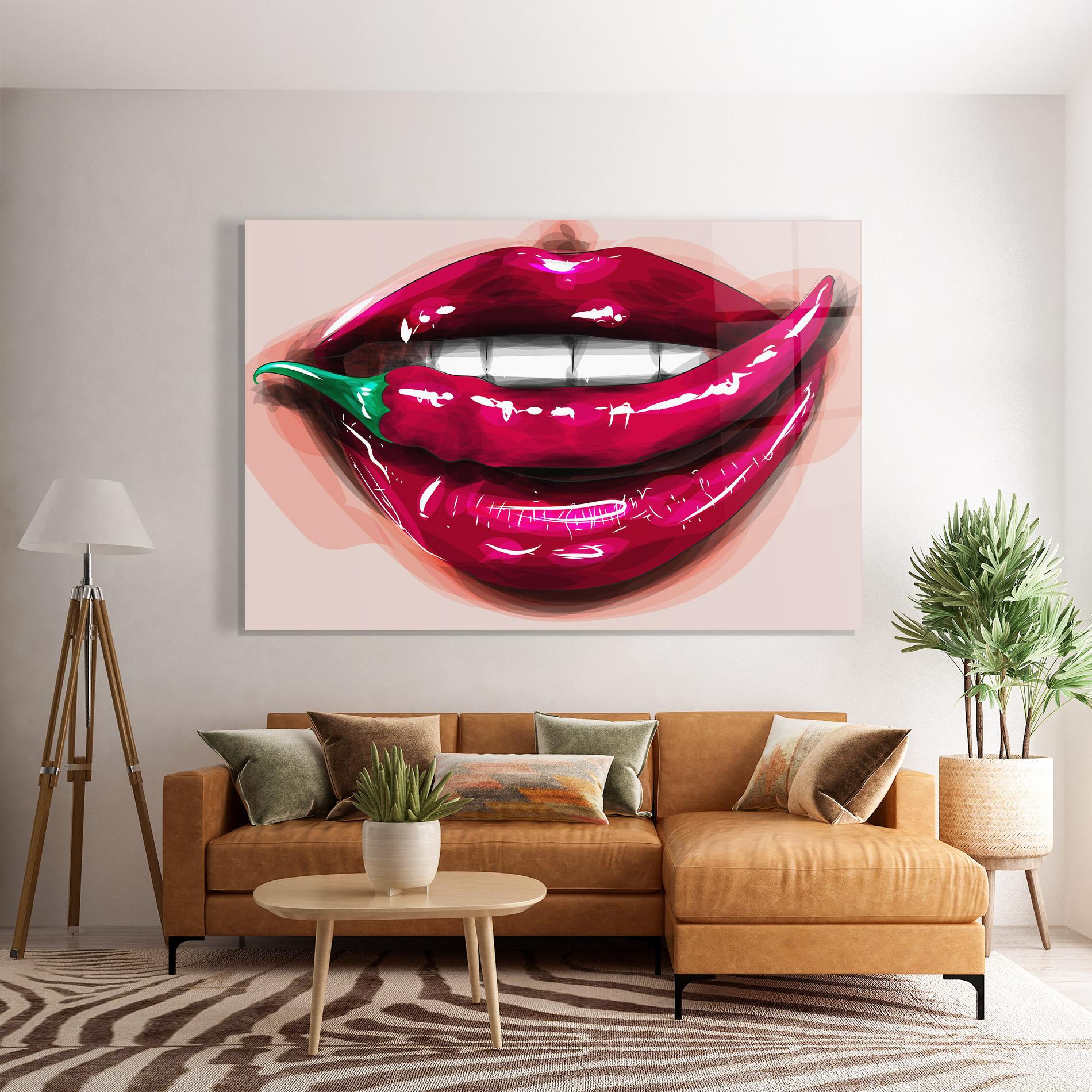 Glasbild Chilli Lips mockup 7