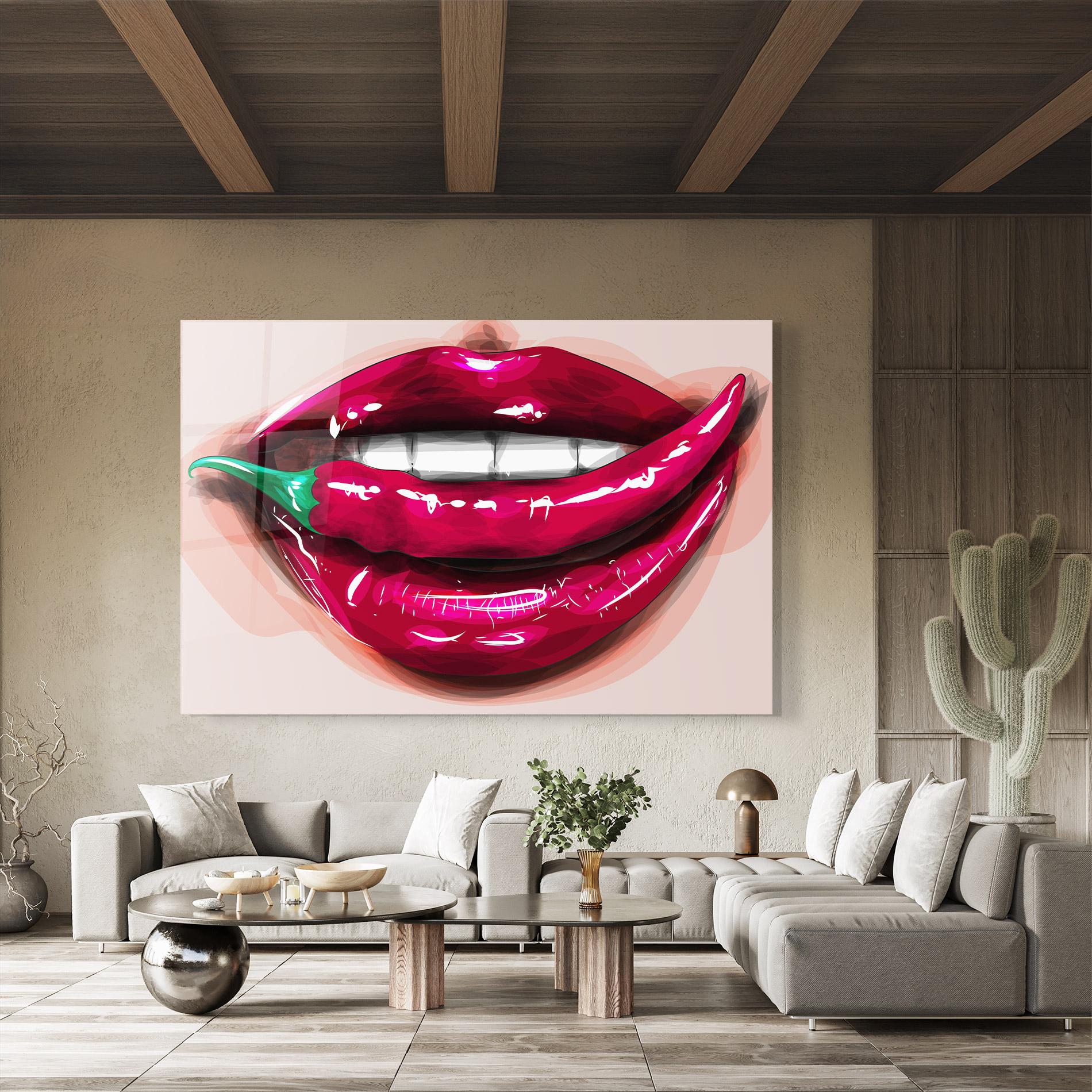 Glasbild Chilli Lips mockup 8