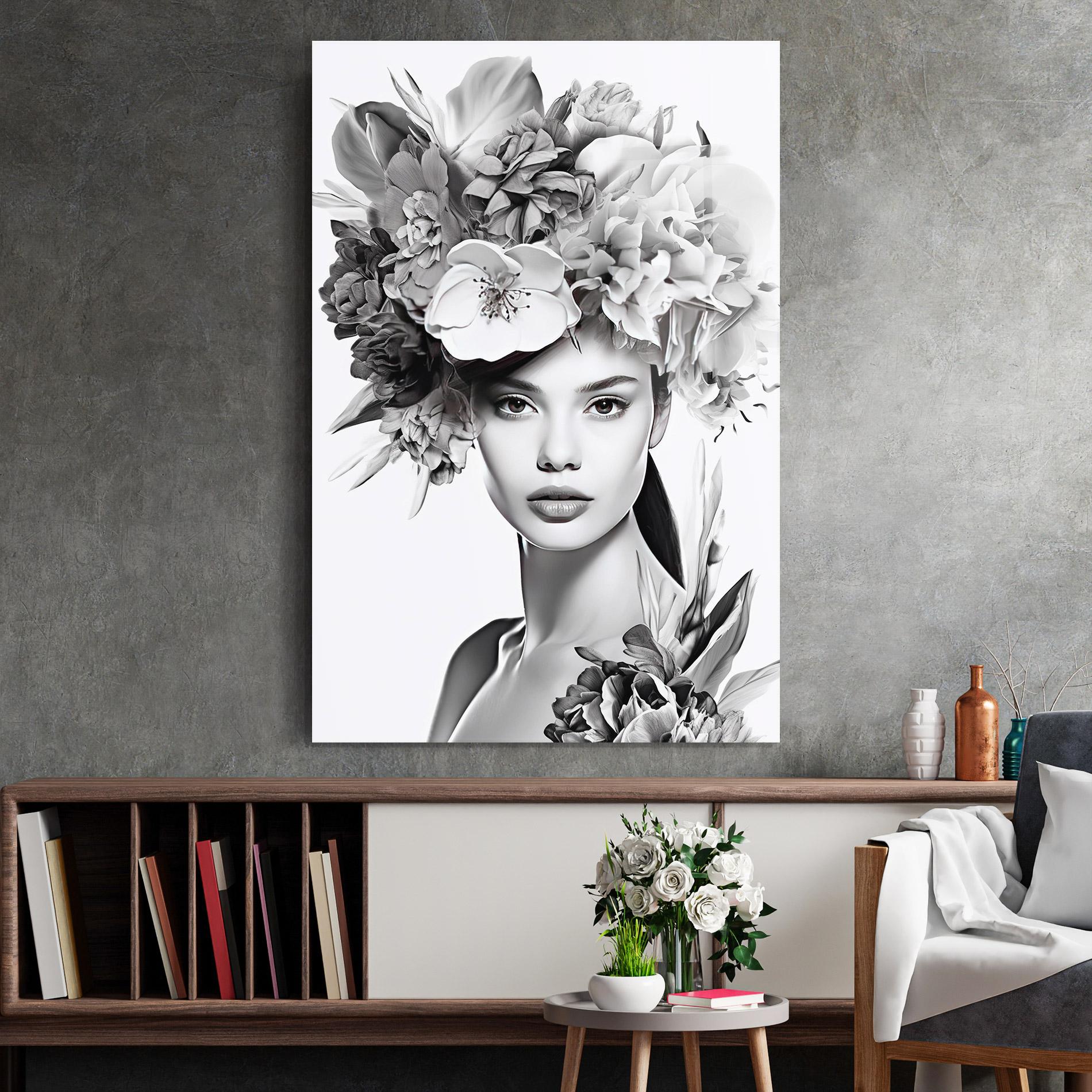 Glasbild Flower Crown Woman mockup 2