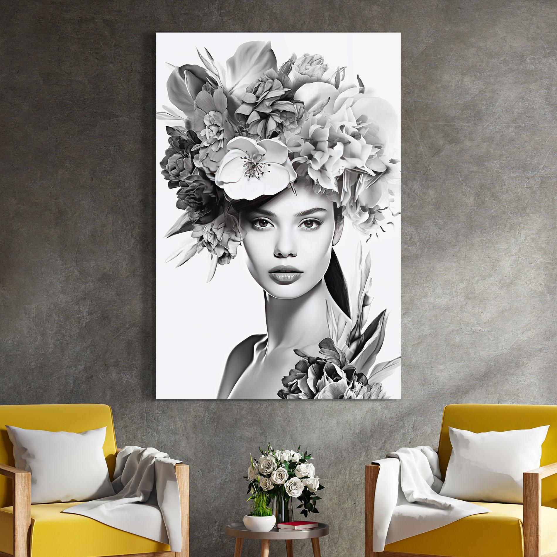 Glasbild Flower Crown Woman mockup 4