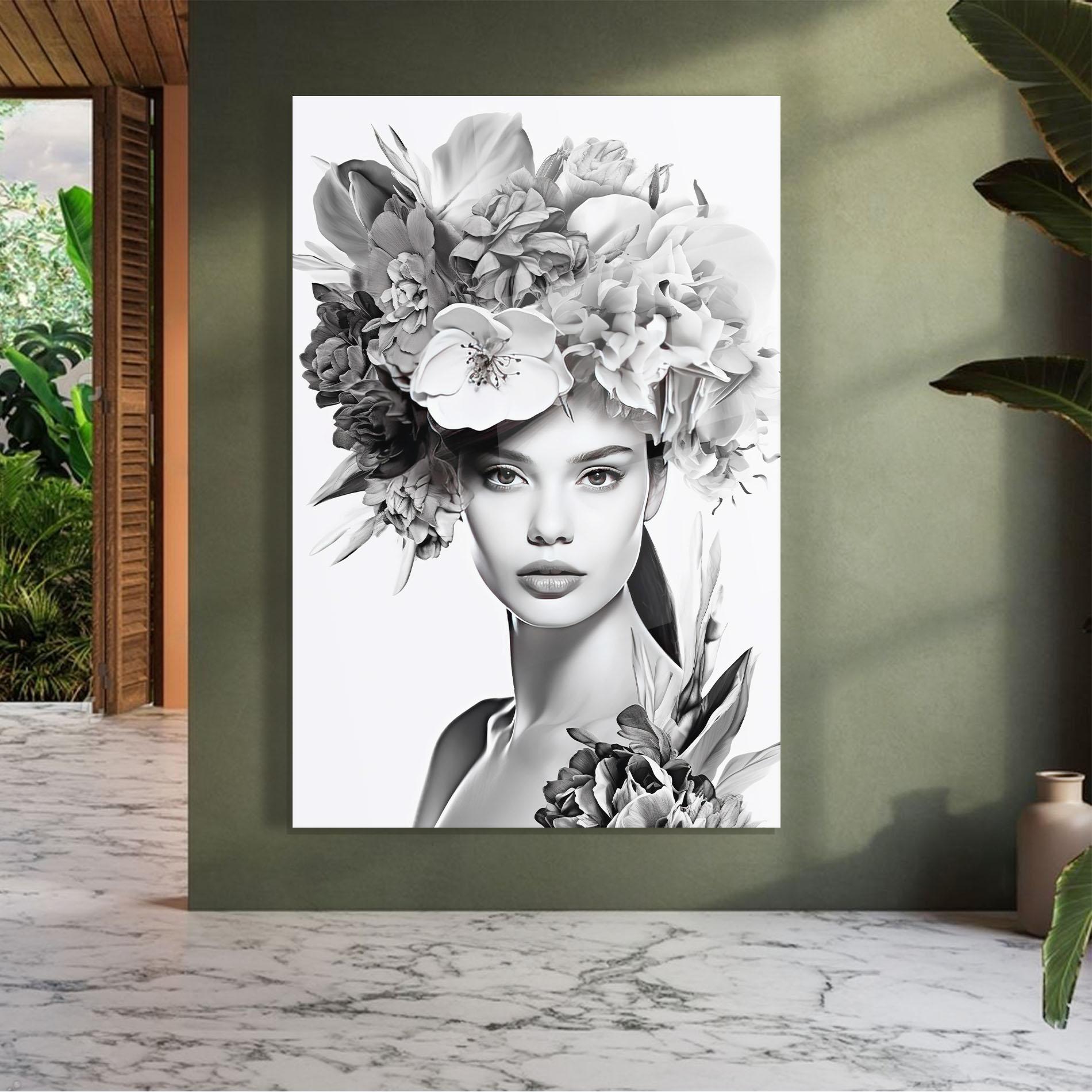 Glasbild Flower Crown Woman mockup 7