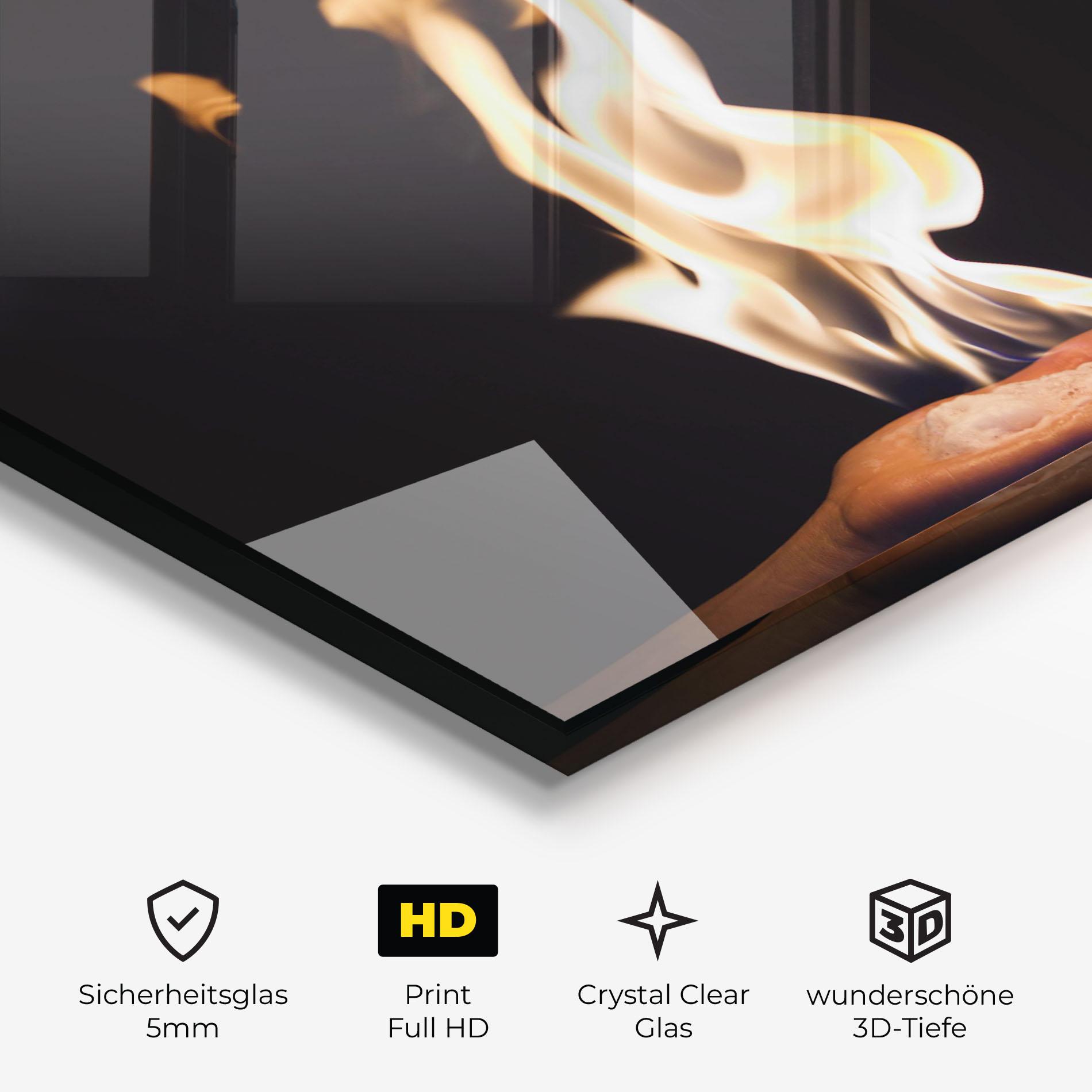 Glasbild Fire Palm mockup 3