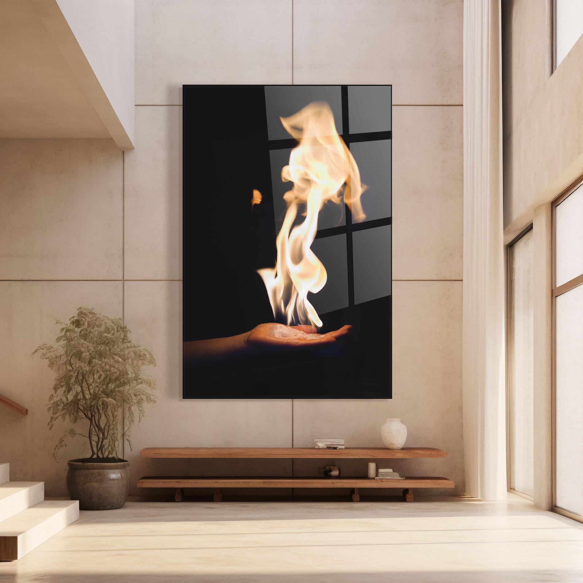 Glasbild Fire Palm mockup 8