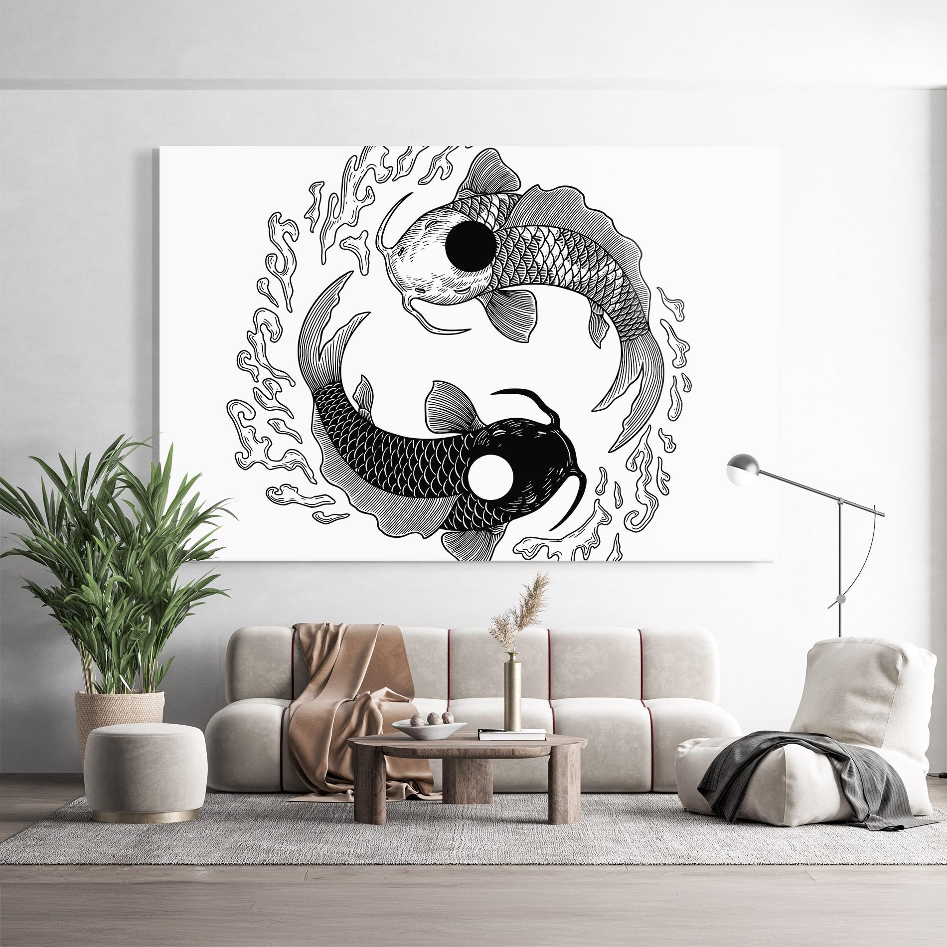 Glasbild Koi Art Yinyang mockup 9