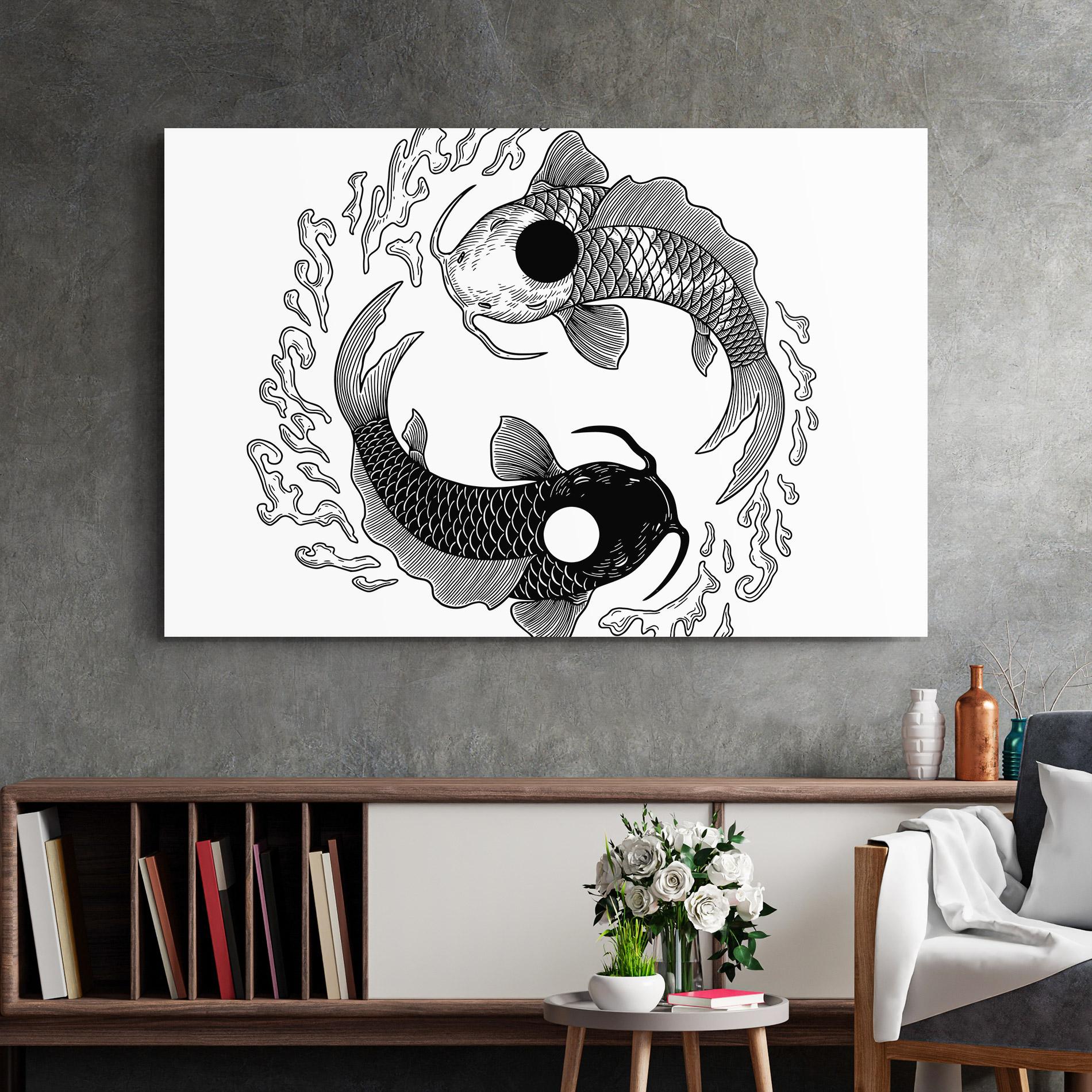 Glasbild Koi Art Yinyang mockup 2