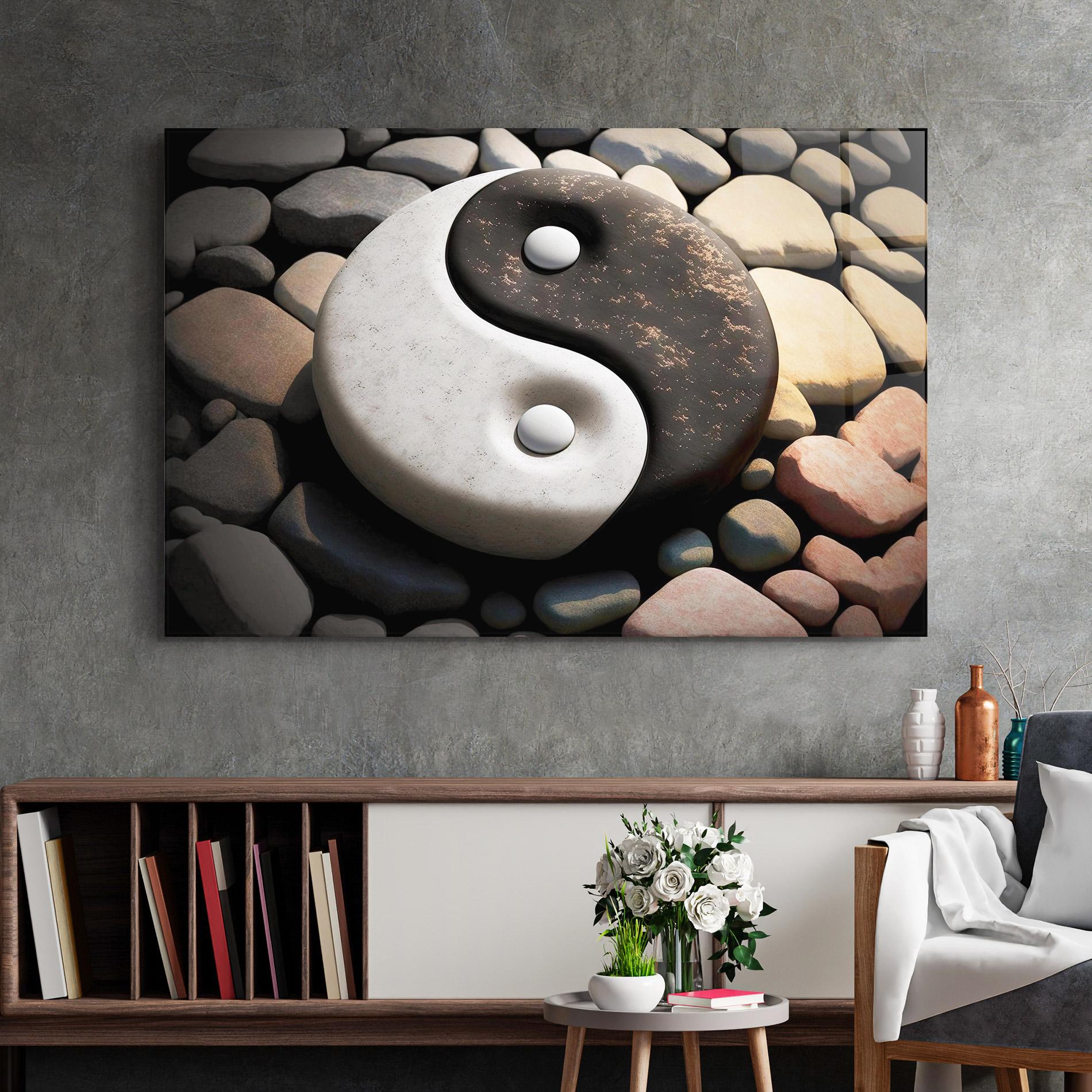 Glasbild Stone Yinyang mockup 2