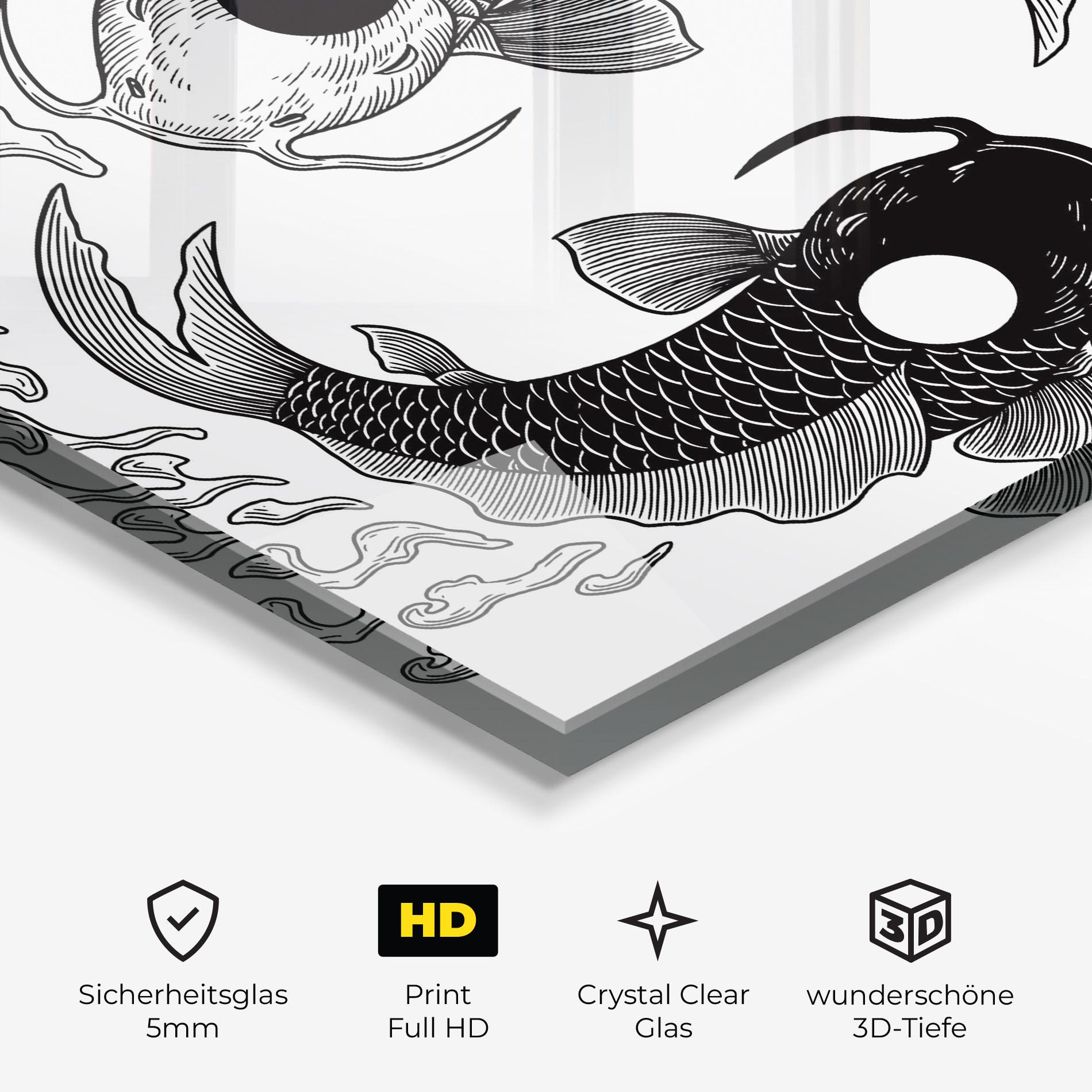 Glasbild Koi Art Yinyang mockup 3