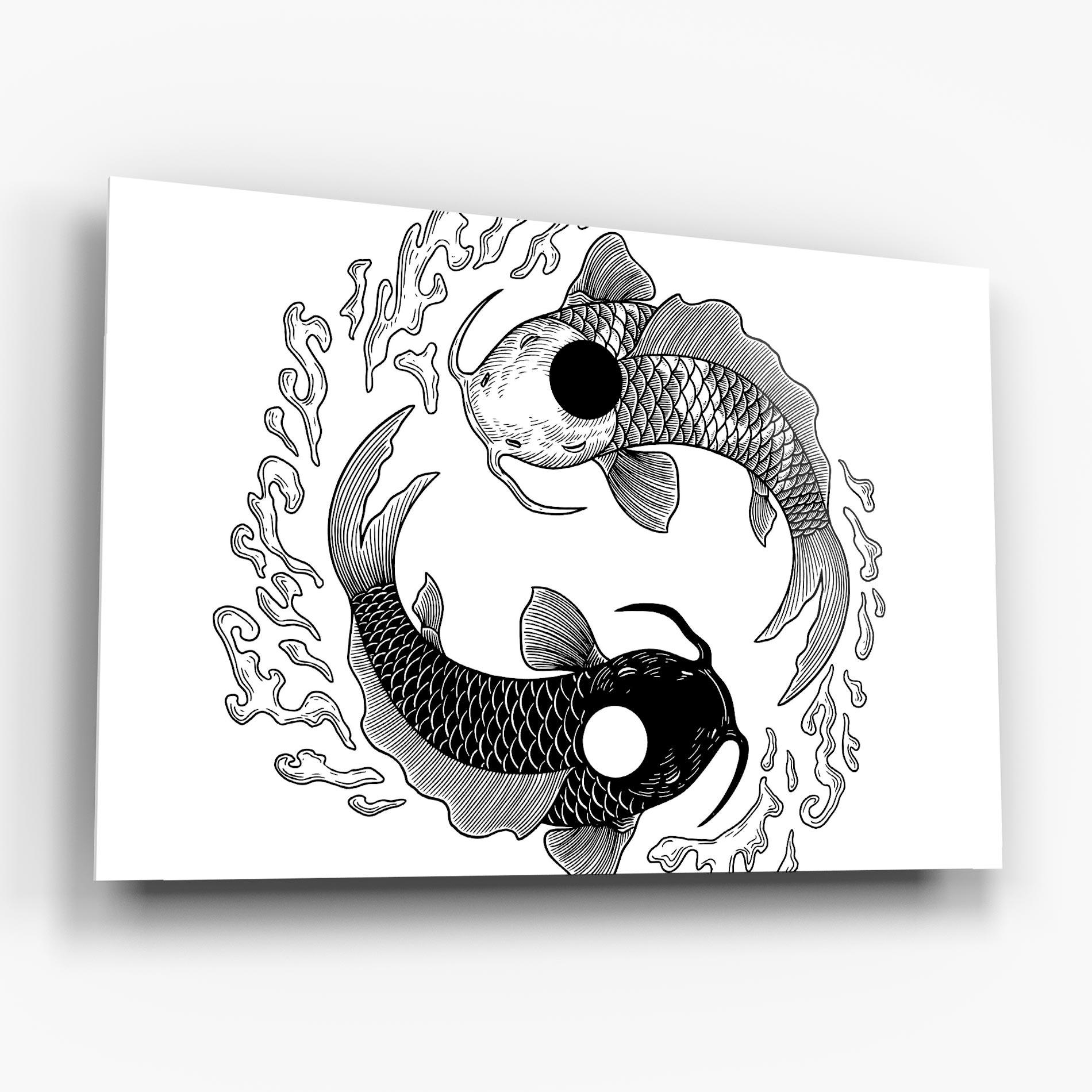 Glasbild Koi Art Yinyang mockup 6