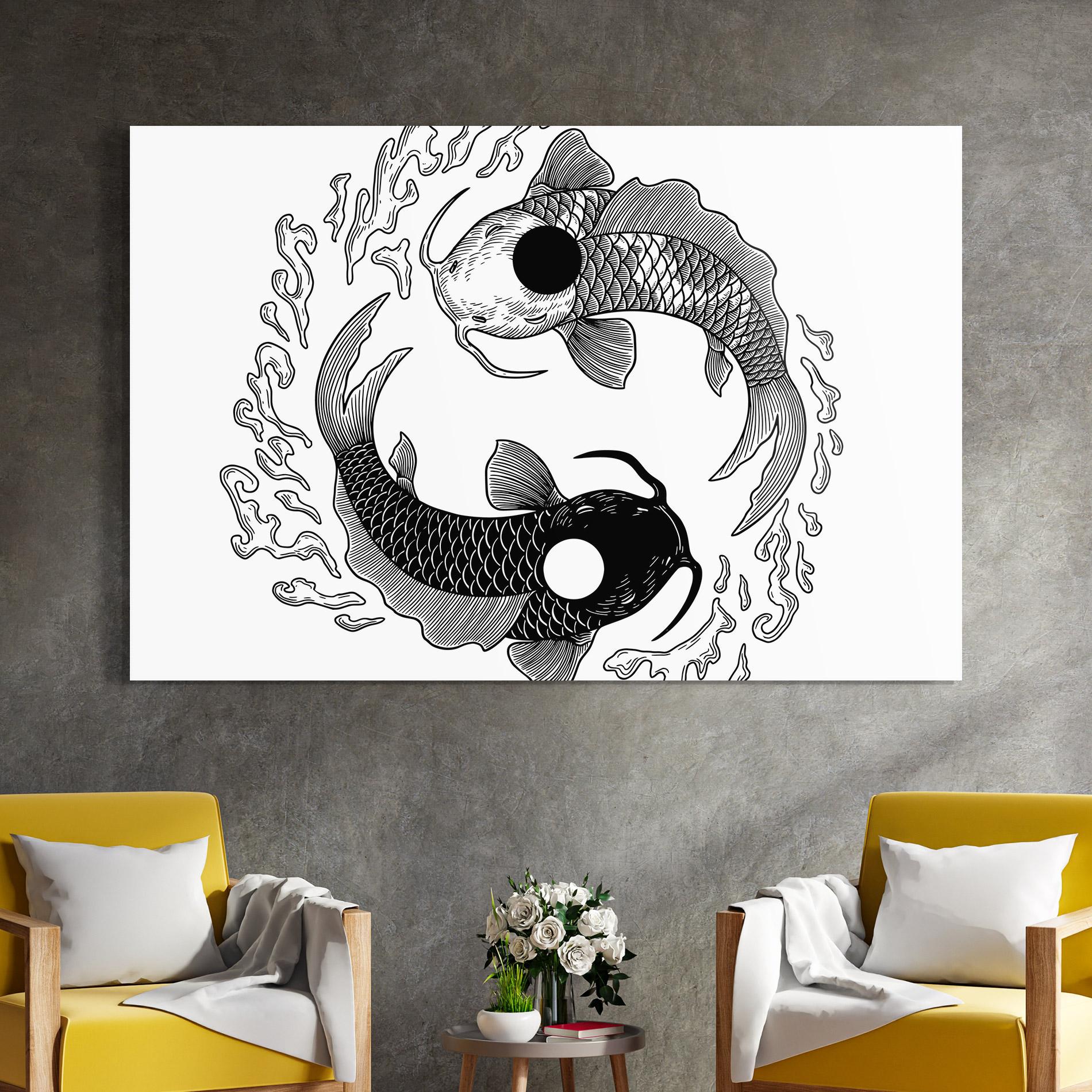 Glasbild Koi Art Yinyang mockup 4