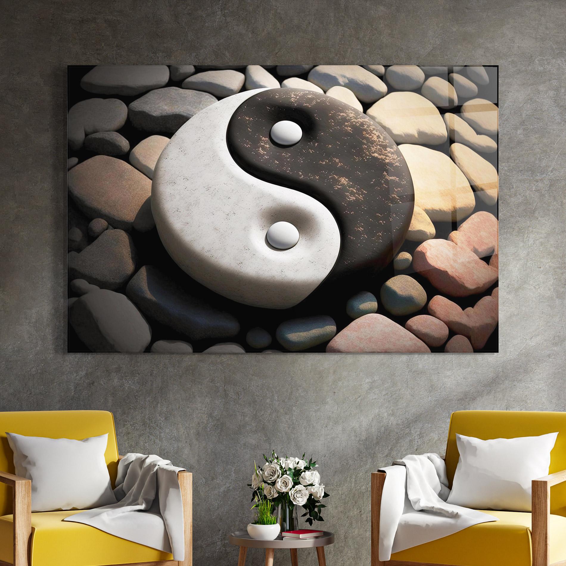 Glasbild Stone Yinyang mockup 4