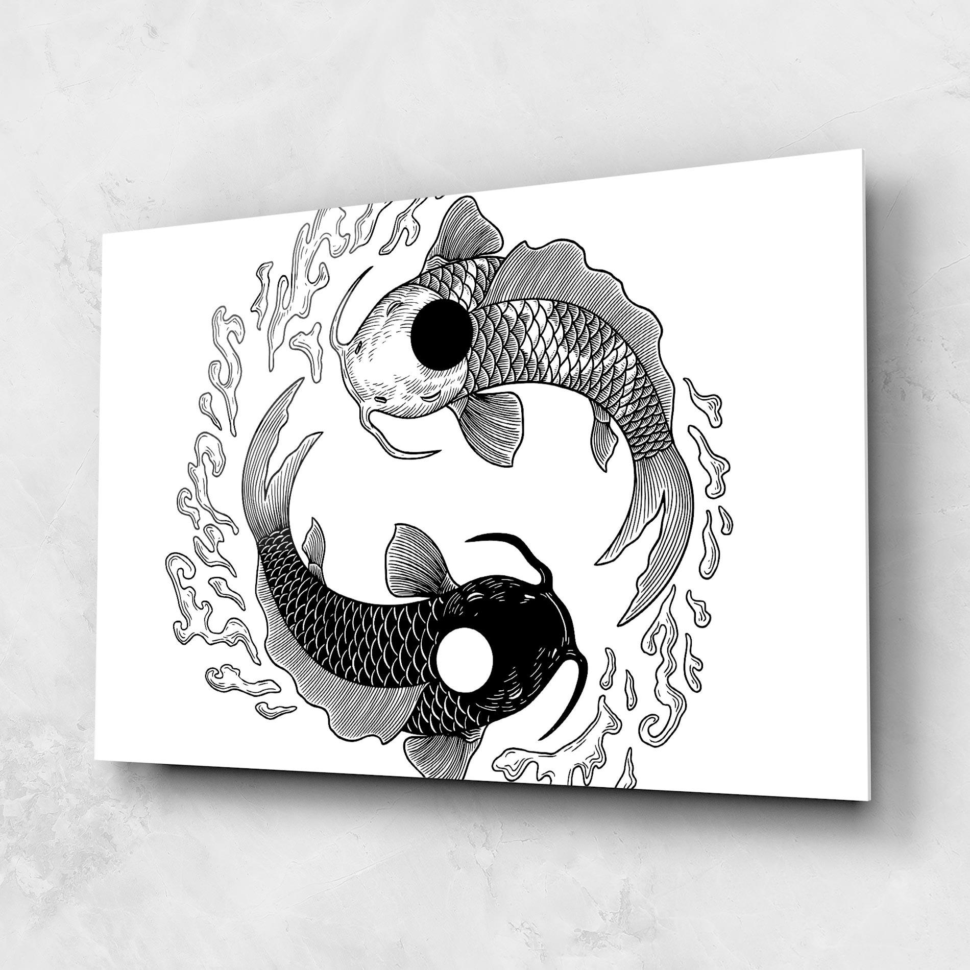 Glasbild Koi Art Yinyang mockup 1
