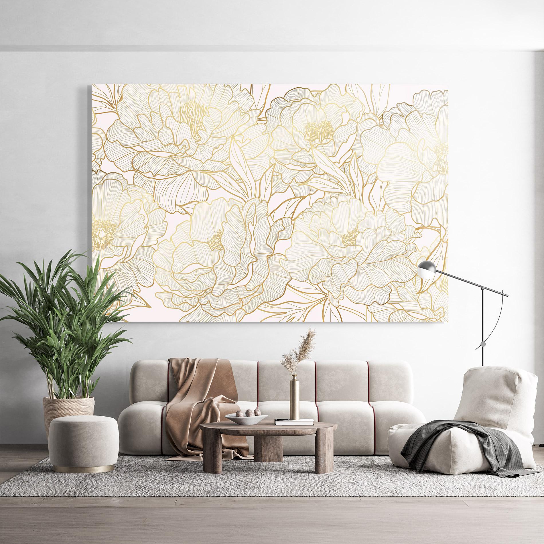 Glasbild Golden Peony mockup 9