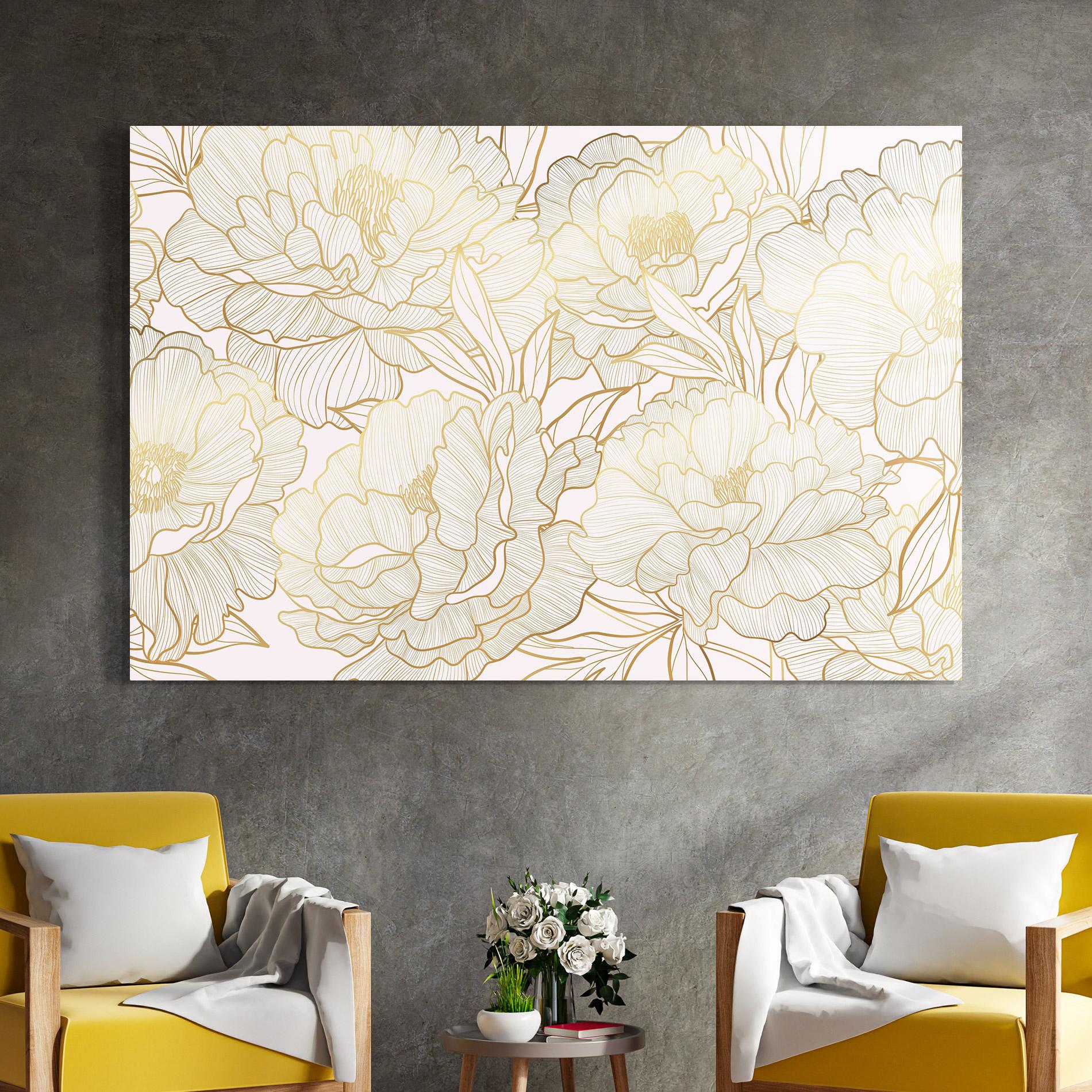 Glasbild Golden Peony mockup 4