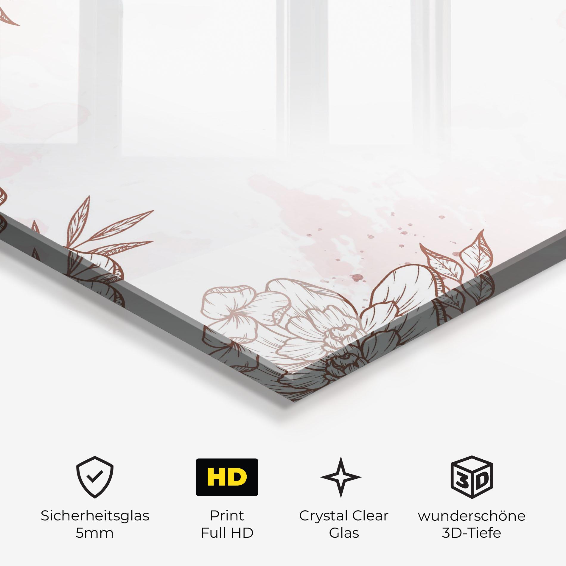 Glasbild Brown Flower Line mockup 3