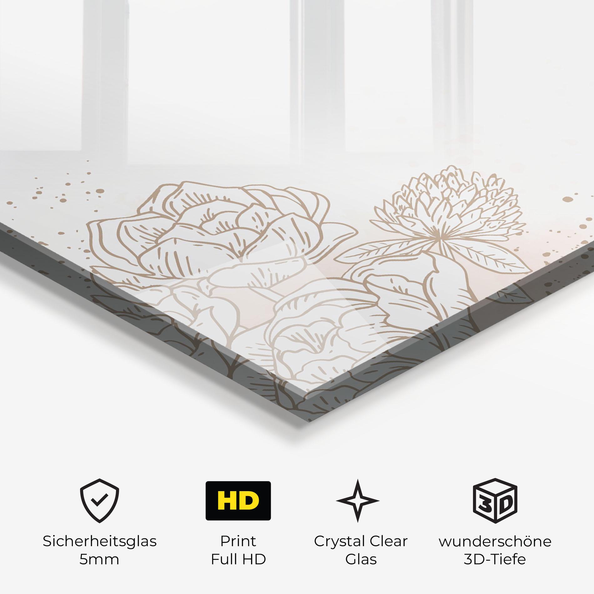 Glasbild Cream Line Flower mockup 3