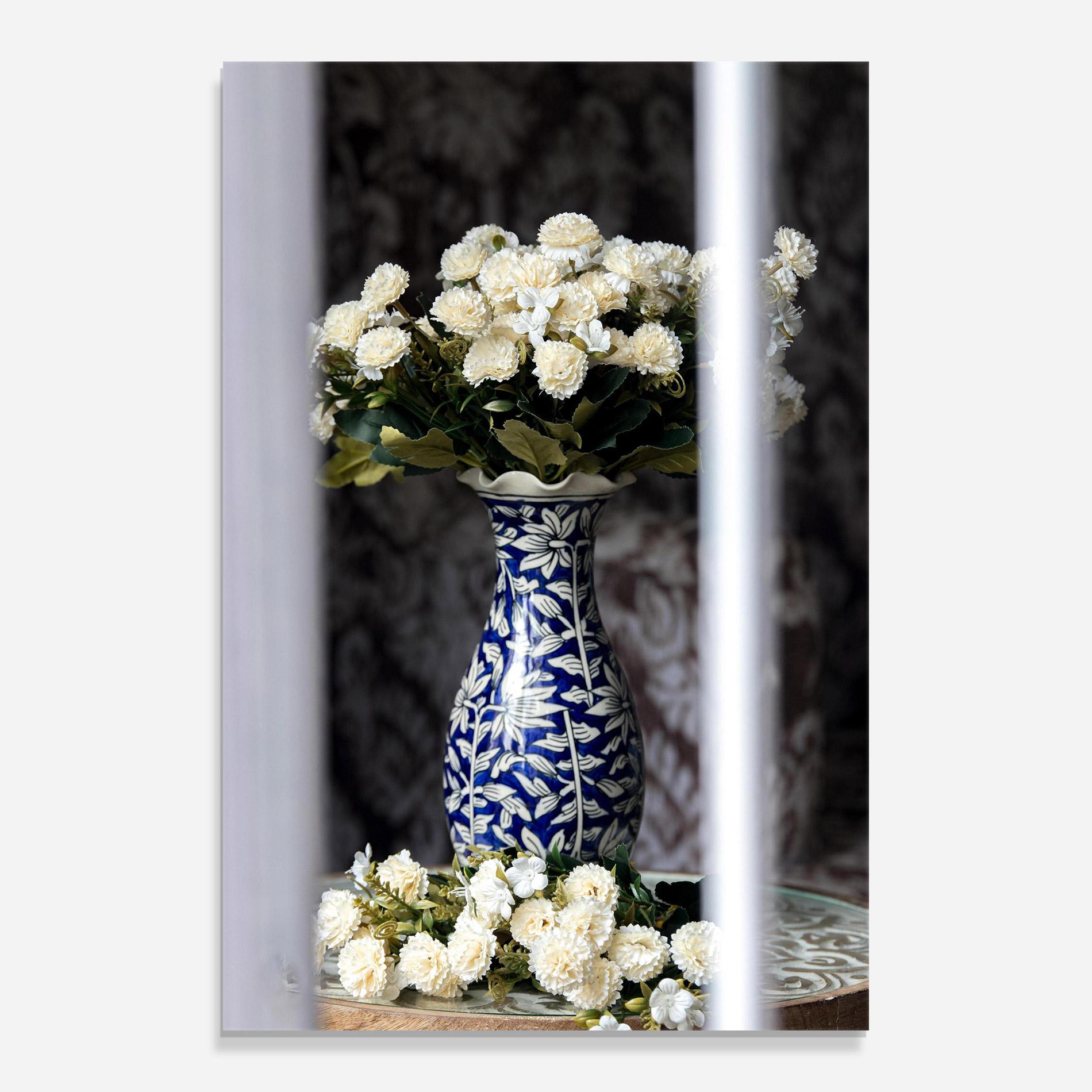 Glasbild Blue Patern Vase mockup 0
