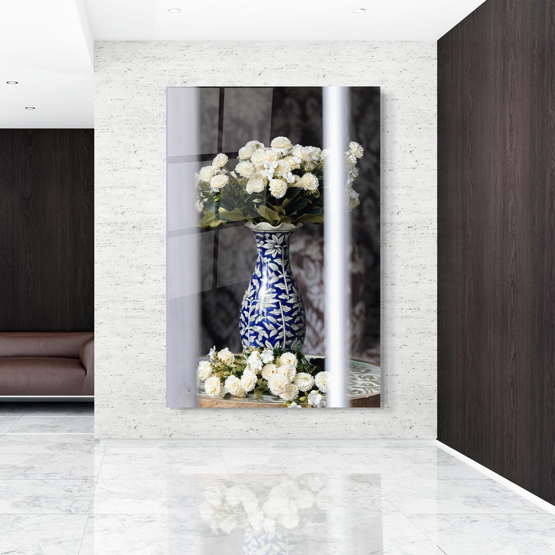 Glasbild Blue Patern Vase mockup 9