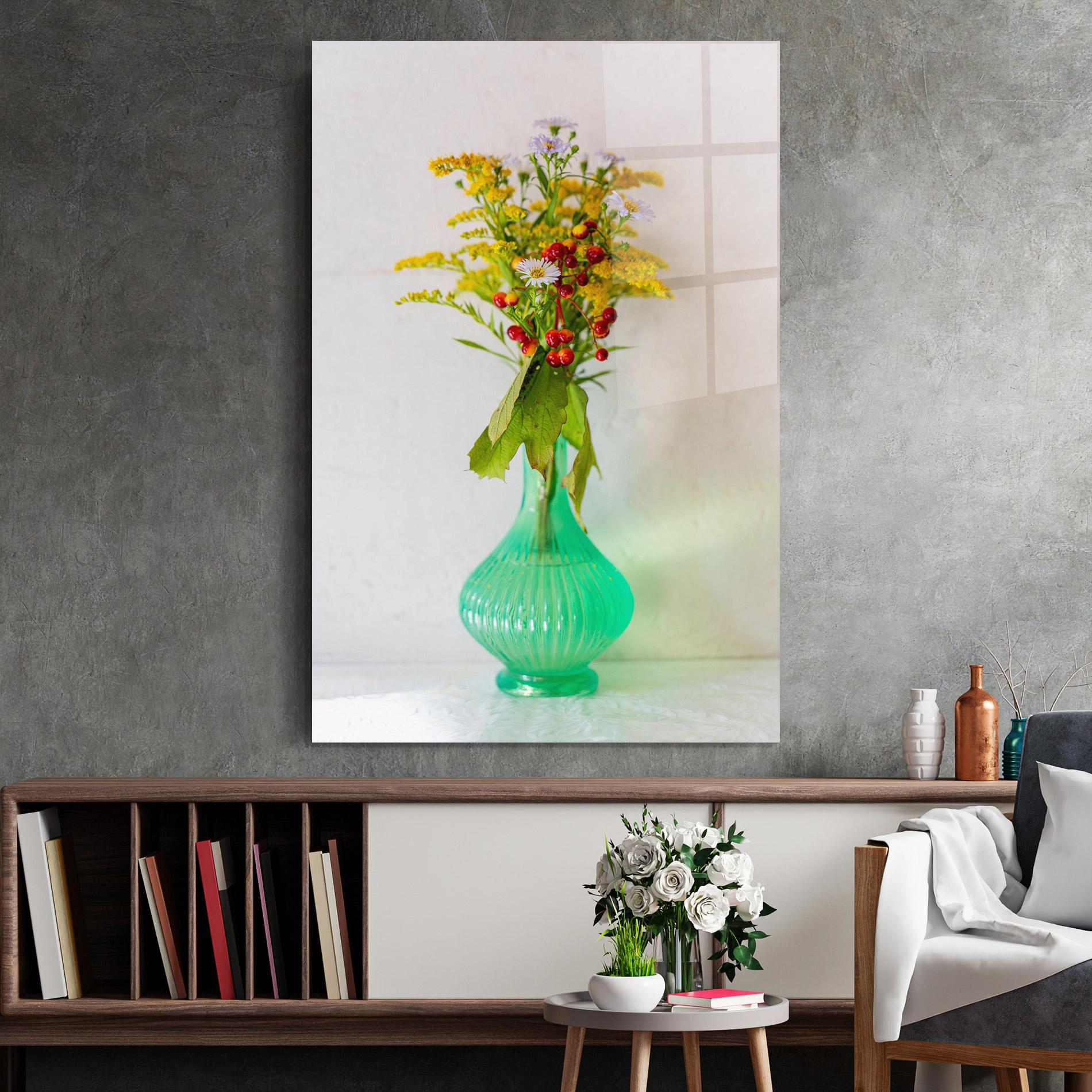 Glasbild Green Pretty Vase mockup 2