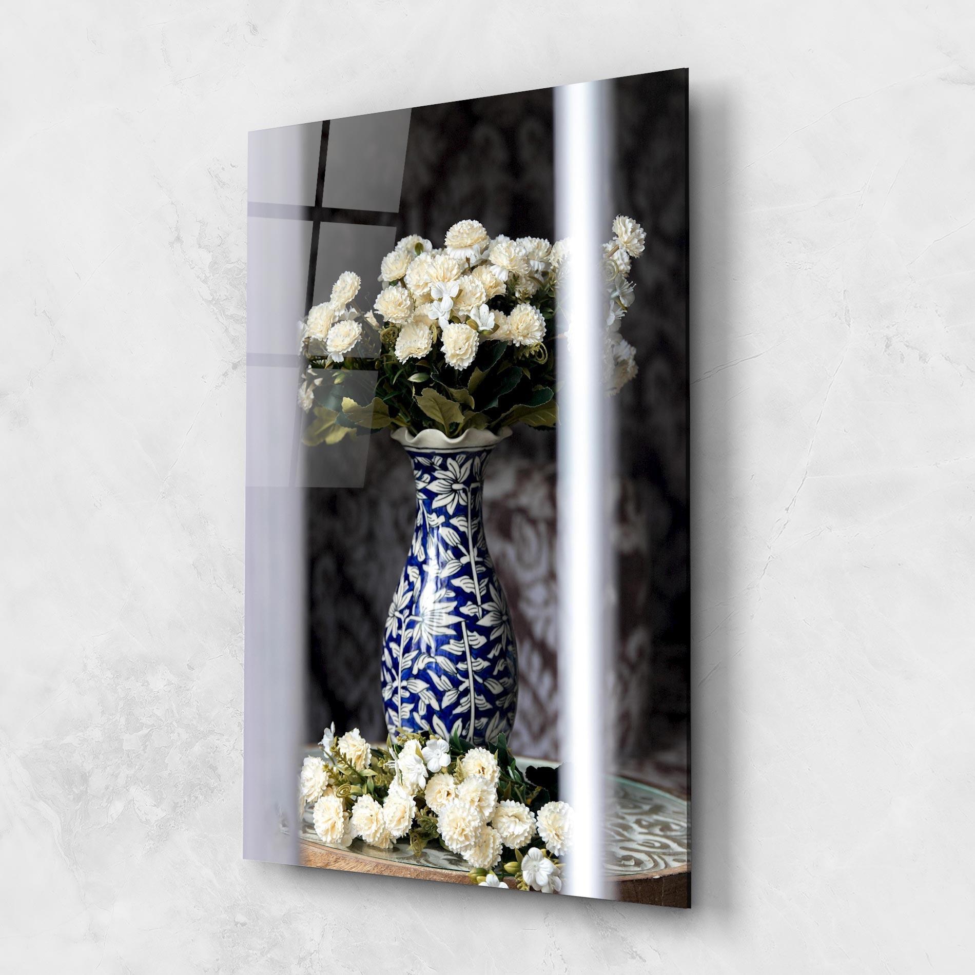 Glasbild Blue Patern Vase mockup 1