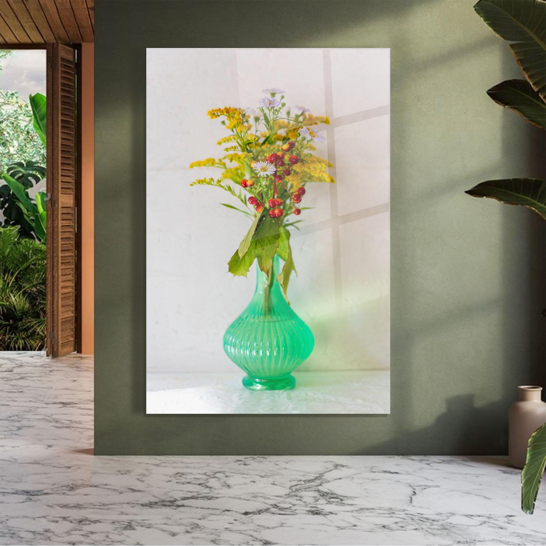 Glasbild Green Pretty Vase mockup 7
