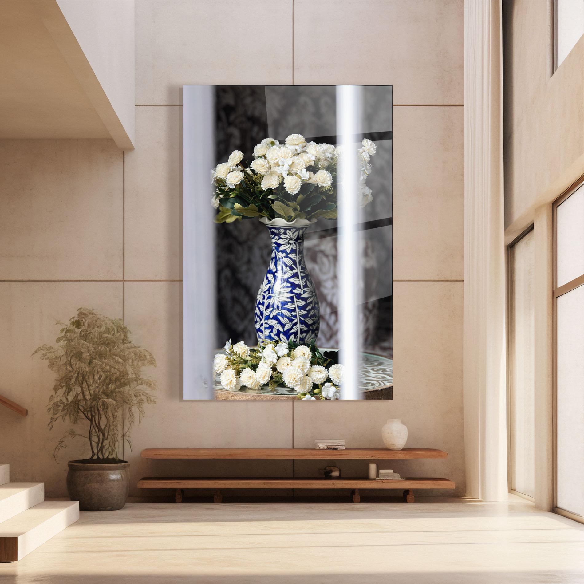 Glasbild Blue Patern Vase mockup 8