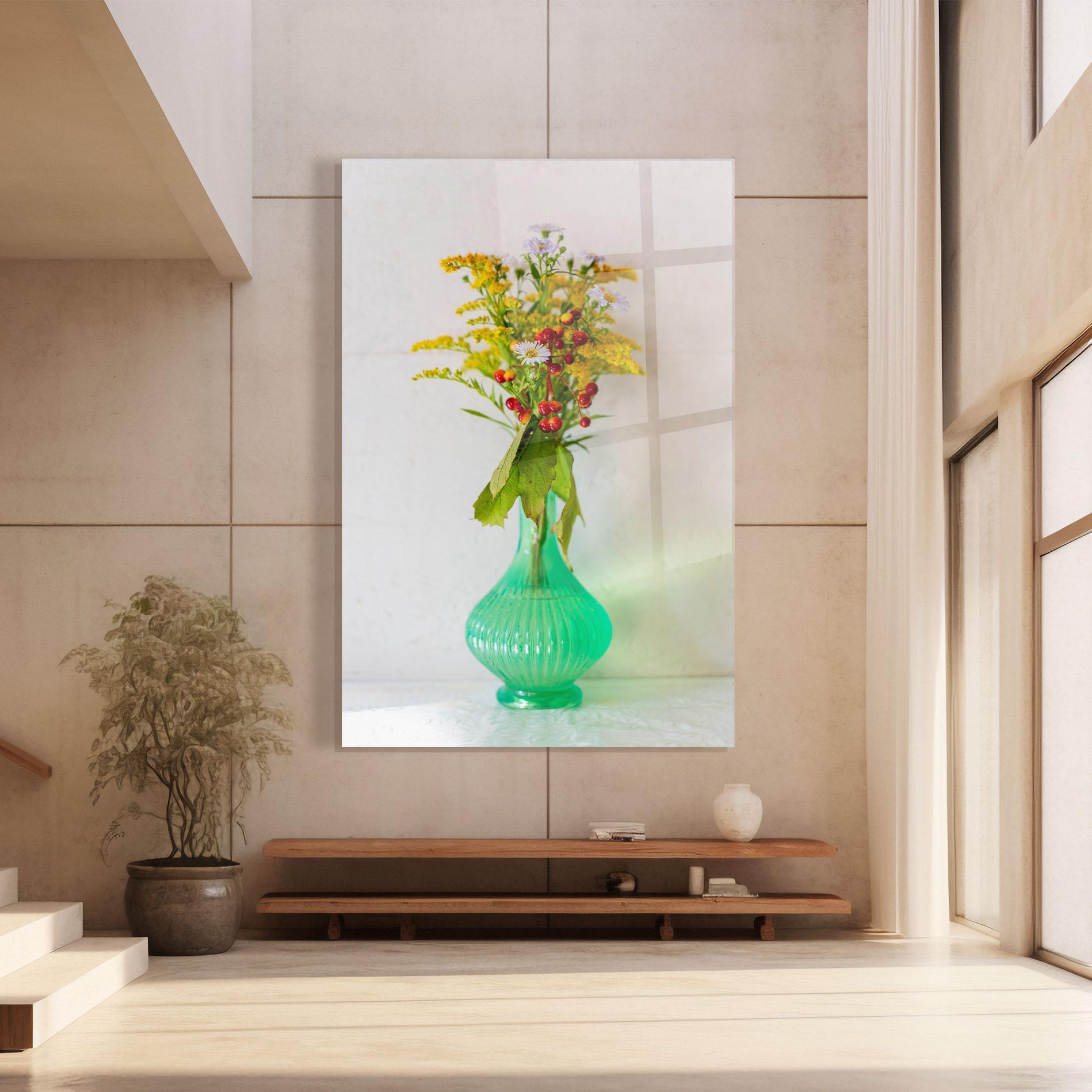 Glasbild Green Pretty Vase mockup 8