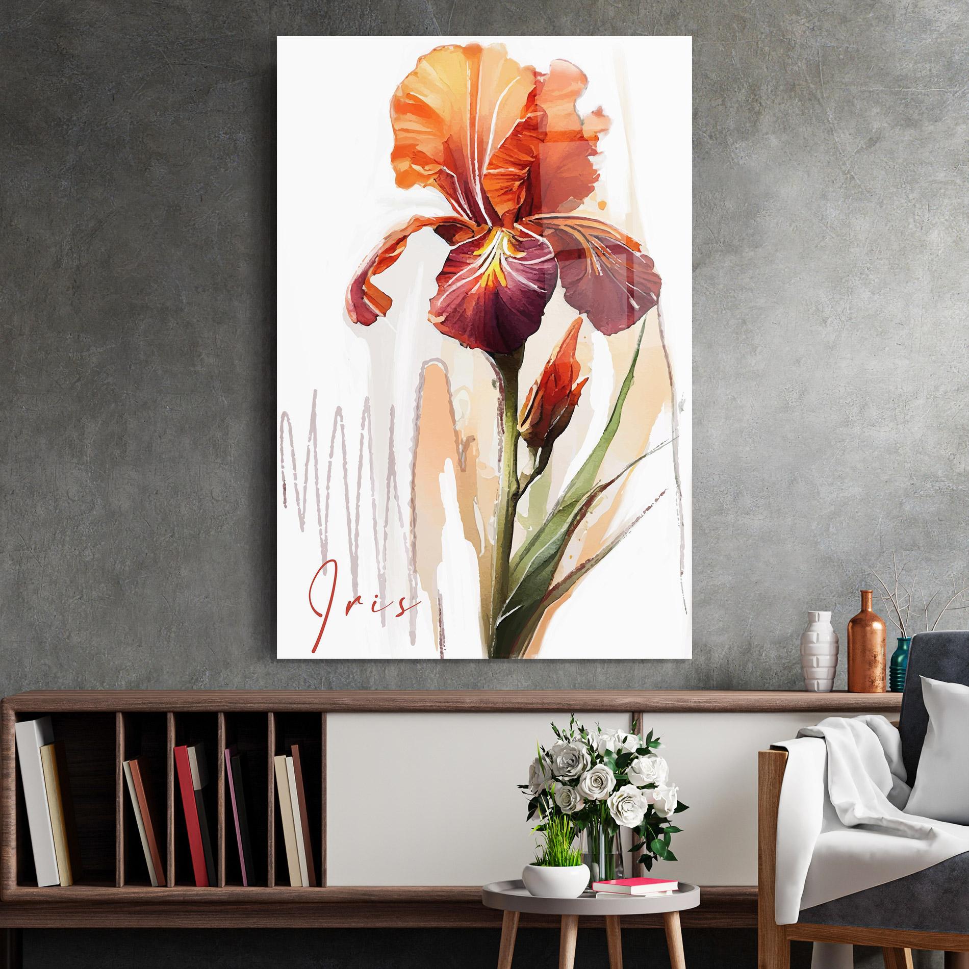 Glasbild Orange Iris mockup 2