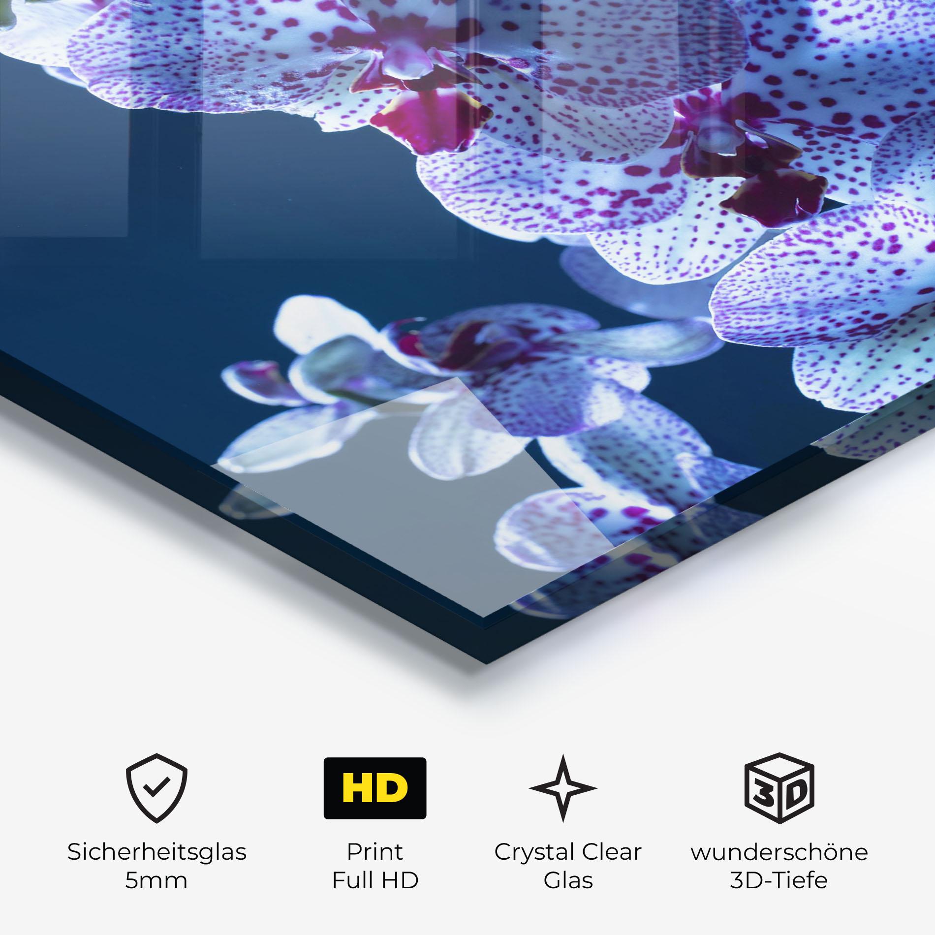 Glasbild Blue Light Orchid mockup 3