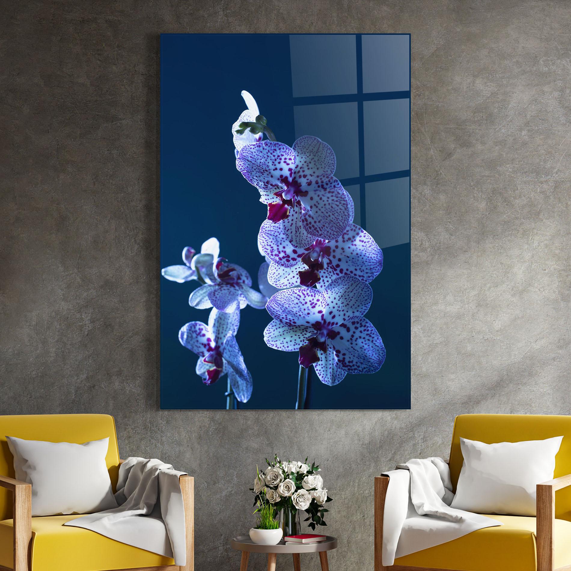 Glasbild Blue Light Orchid mockup 4